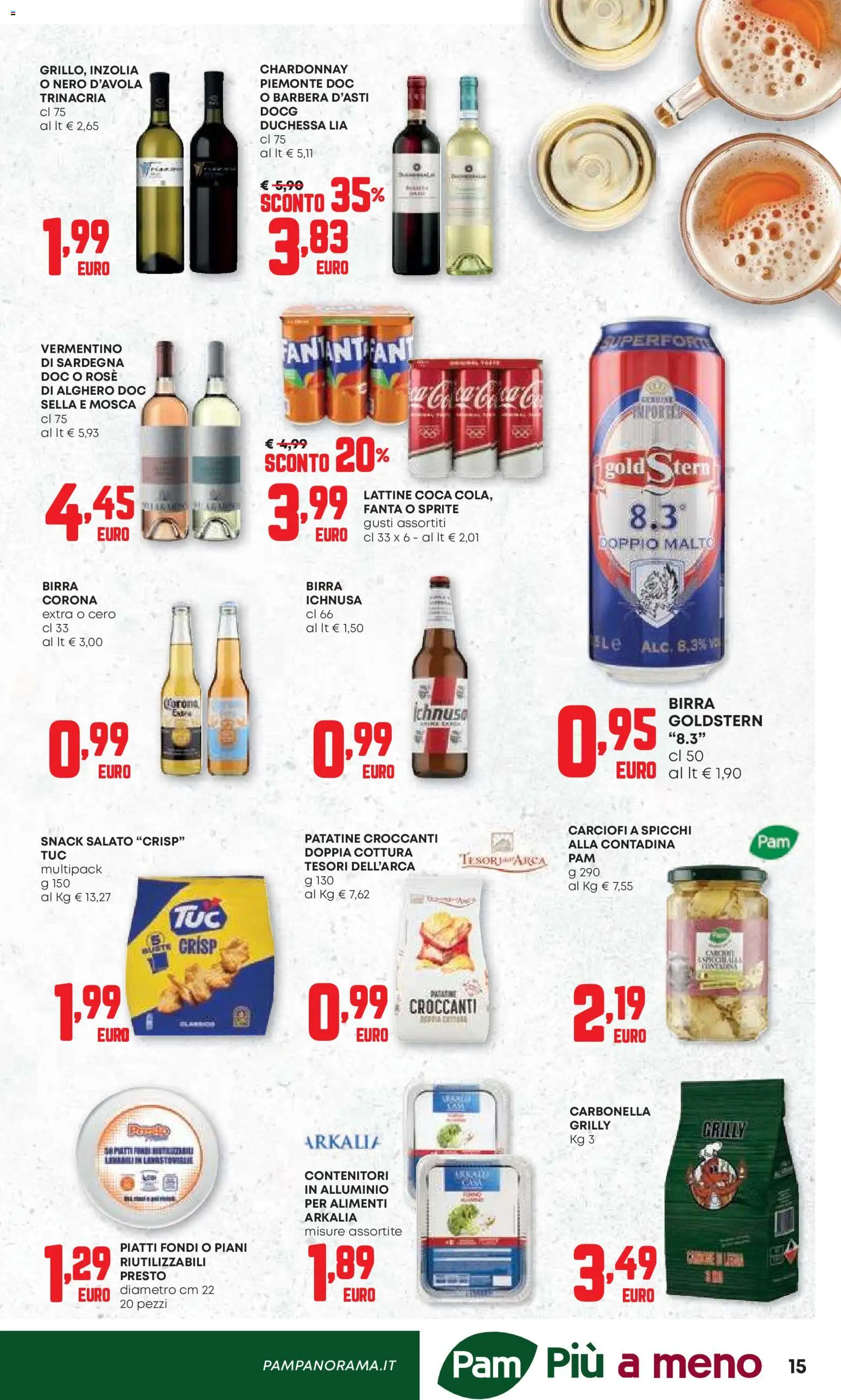 Volantino PAM del 13/08/2026 | Pagina: 15 | Prodotti: Birra, Patatine, Fanta, Snack salato