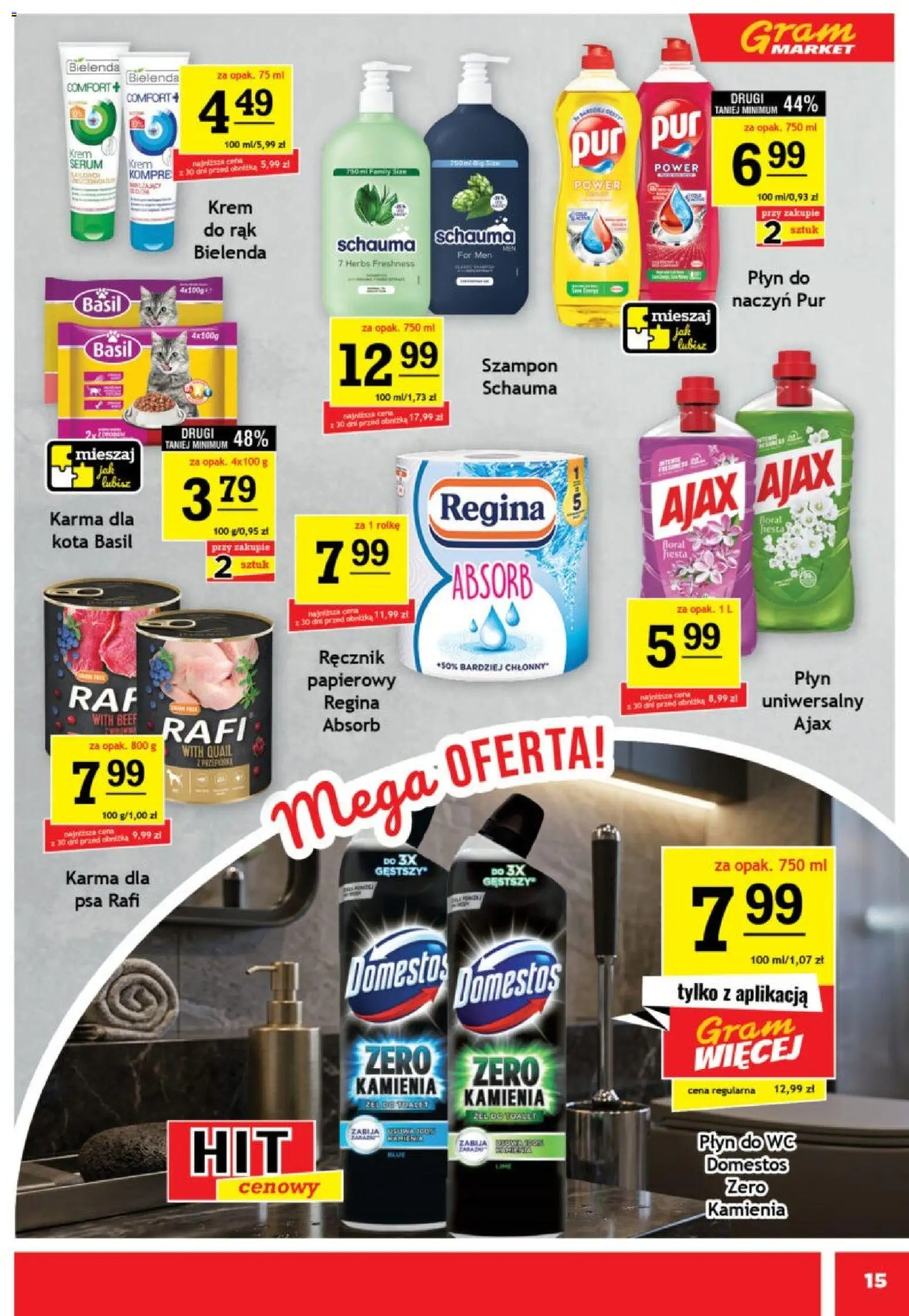 Gram Market gazetka od 12.08.2026 | Strona: 15 | Produkty: Bielenda, Domestos, Płyn do WC Domestos, Karma
