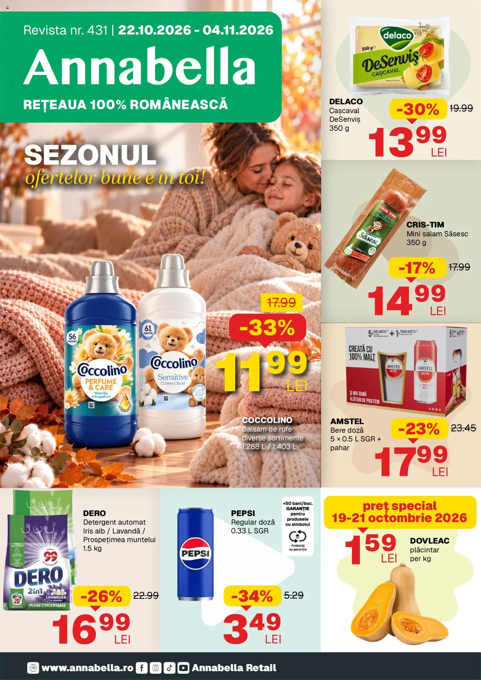 Noul catalog Annabella – valabil de la 22.10.2026 | Pagină: 1 | Produse: Dovleac, Delaco, Detergent, Balsam de rufe