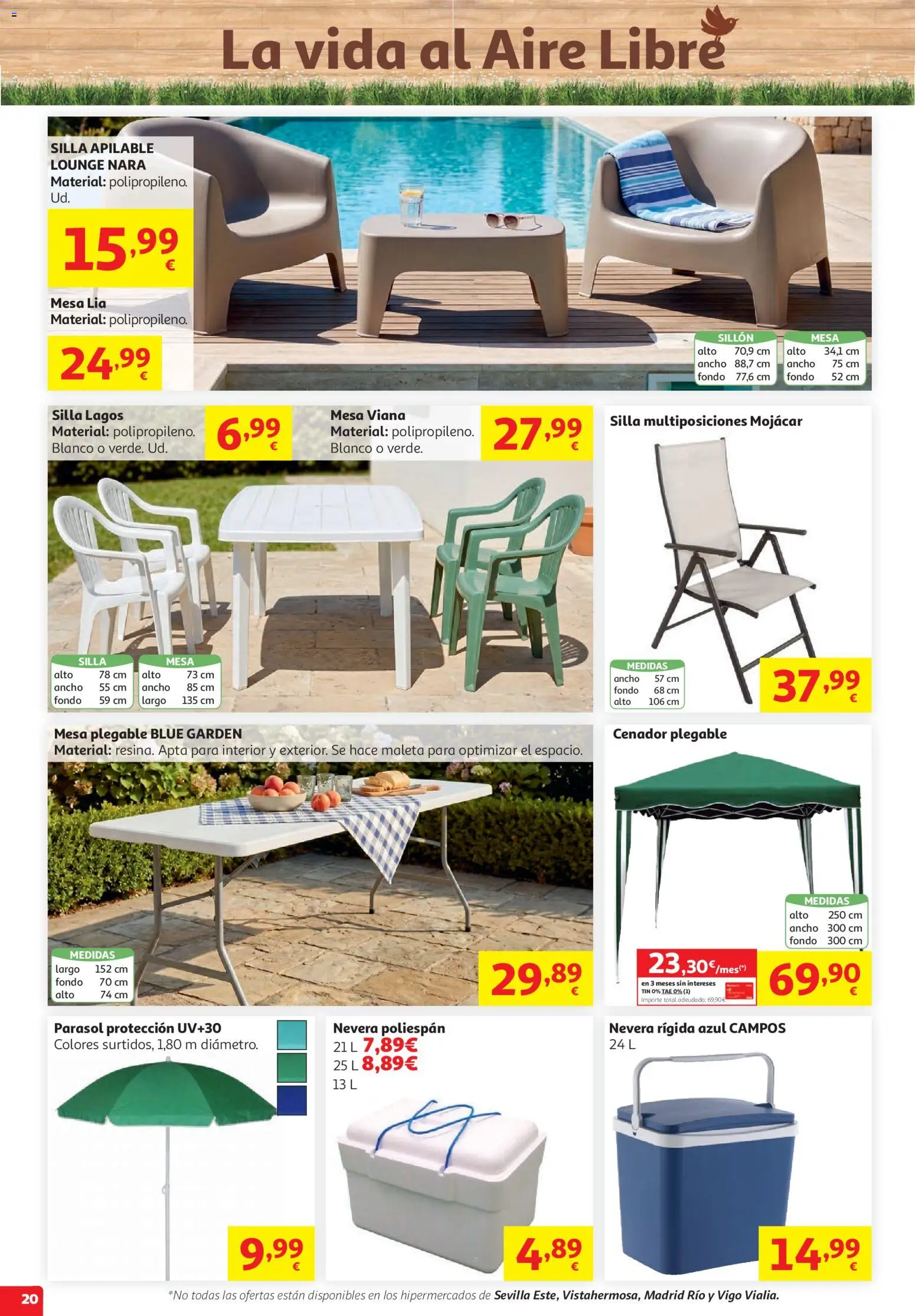 Alcampo HG Unico Litoral │ válido desde el 15/07/2026 | Página: 20 | Productos: Silla apilable, Maleta, Nevera, Silla