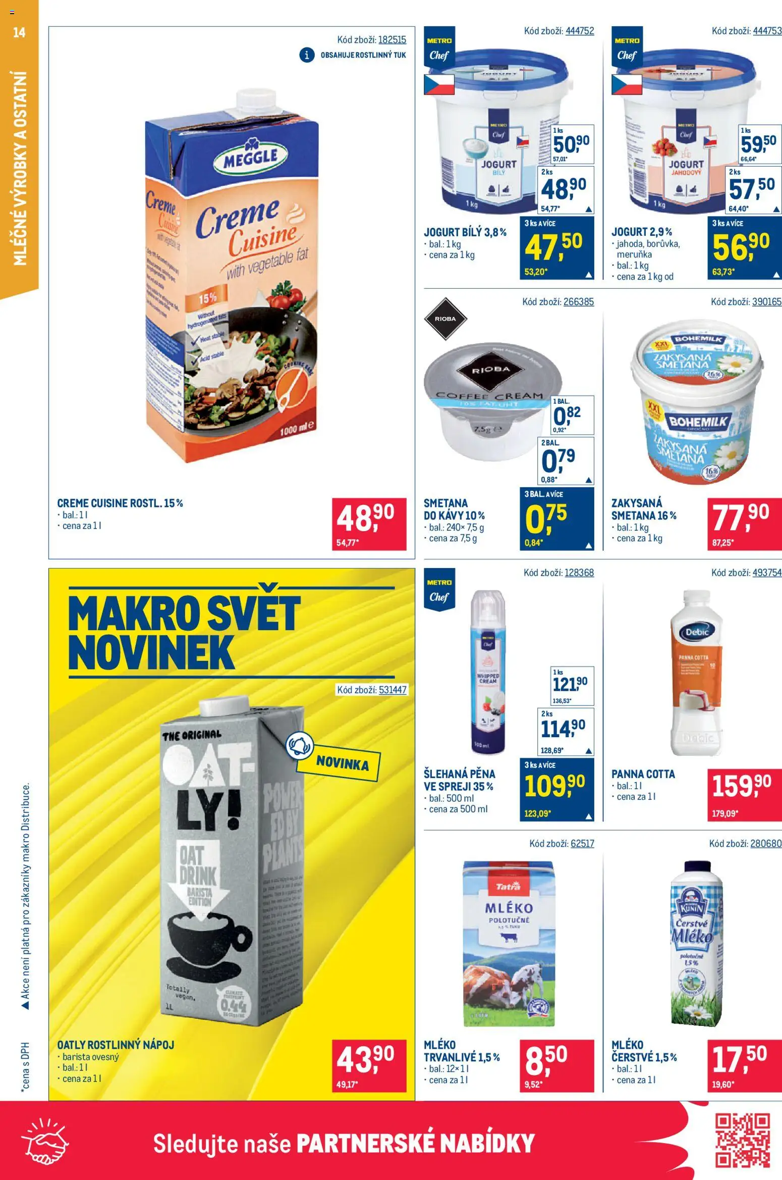 Makro leták - Gastronomie od 12.08.2026 | Strana: 14 | Produkty: Mléko, Smetana, Panna cotta, Pěna