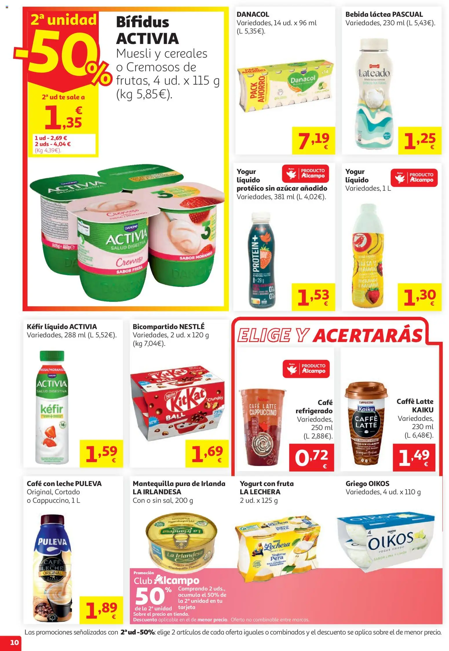 Alcampo HG Nacional Litoral │ válido desde el 15/07/2026 | Página: 10 | Productos: Lima, Café con leche, Yogur, Μαγειρική εστία