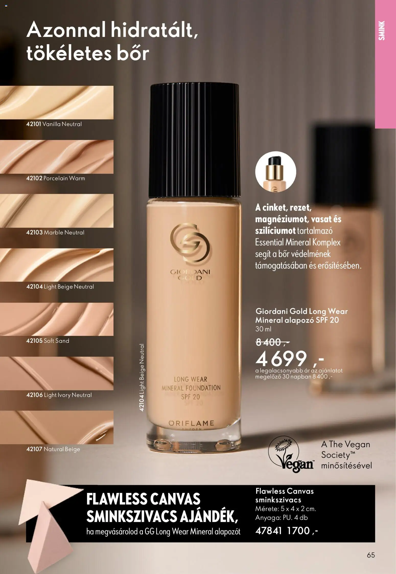 Oriflame akciós ujság - amely érvényes a következő dátumtól: 27.05.2026 | Oldal: 65 | Termékek: Smink, Alapozó, Bor, Vegán