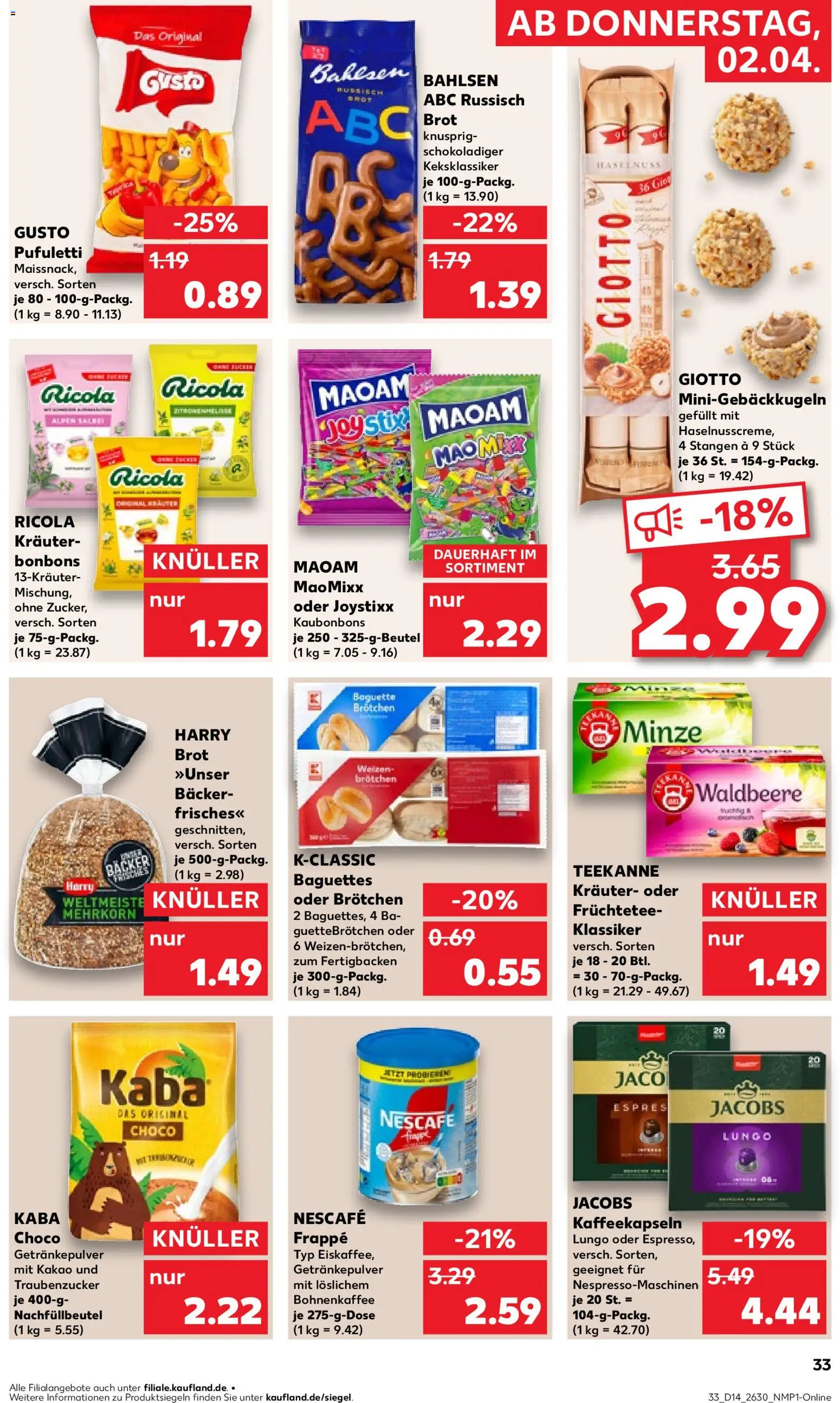 Kaufland Prospekt Rostock	 – gültig ab 02.04.2026 | Seite: 31 | Produkte: Nescafe, Teekanne, Brot