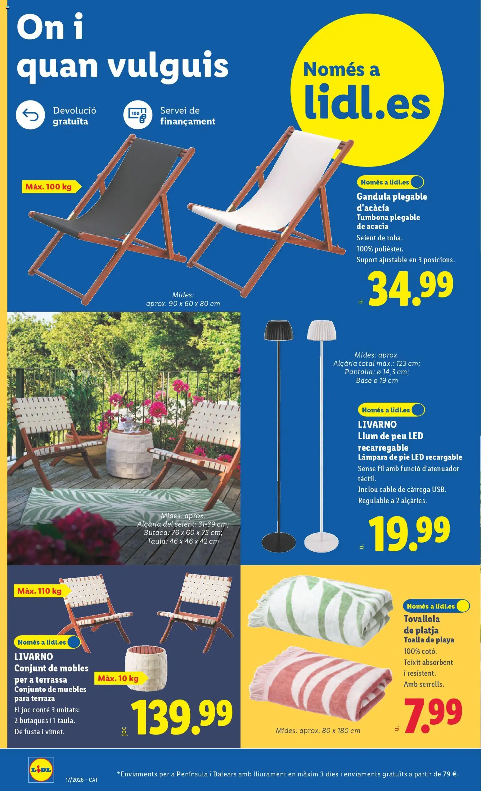 Lidl folleto de bazar │ válido desde el 20.04.2026 | Página: 2 | Productos: Muebles, Cable, Tumbona, Lámpara de pie