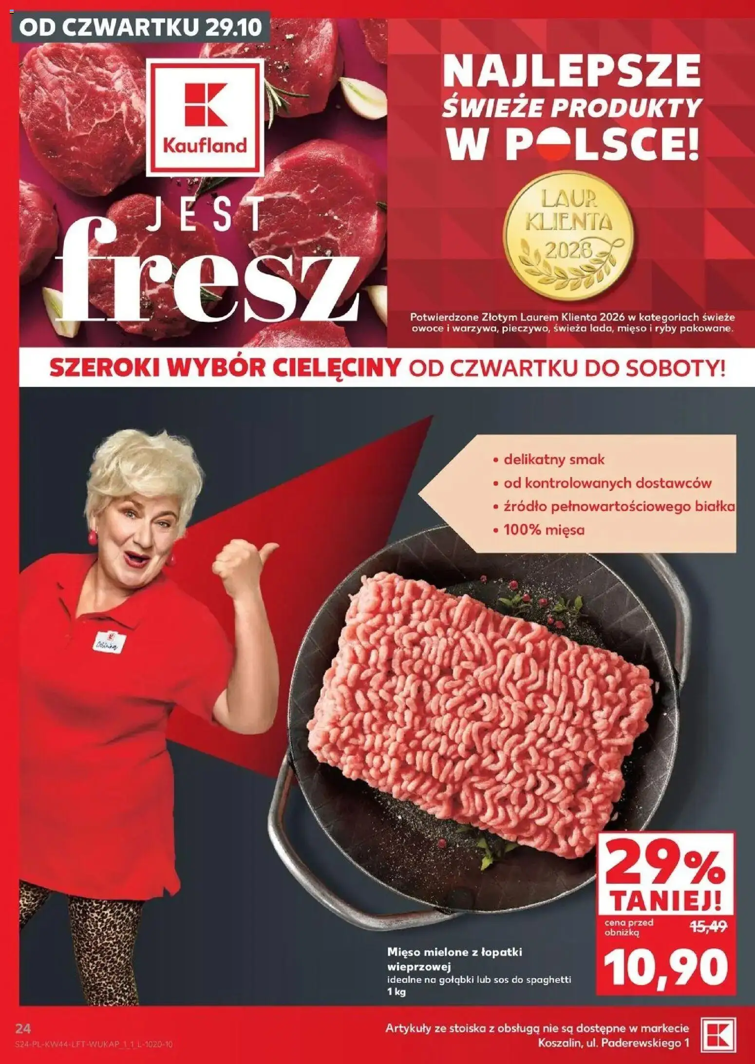 Kaufland aktualna gazetka od 29.10.2026 - od jutra PDF | Strona: 24 | Produkty: Mięso mielone, Mięso mielone z łopatki, Sos do spaghetti, Owoce