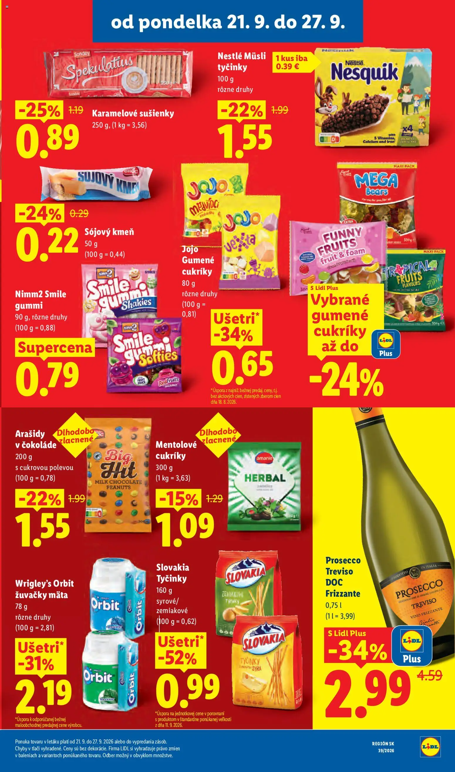 Nové Lidl akcie – leták je platný od 21.09.2026 | Strana: 43 | Produkty: Víno, Cukríky, Žuvačky, Arašidy