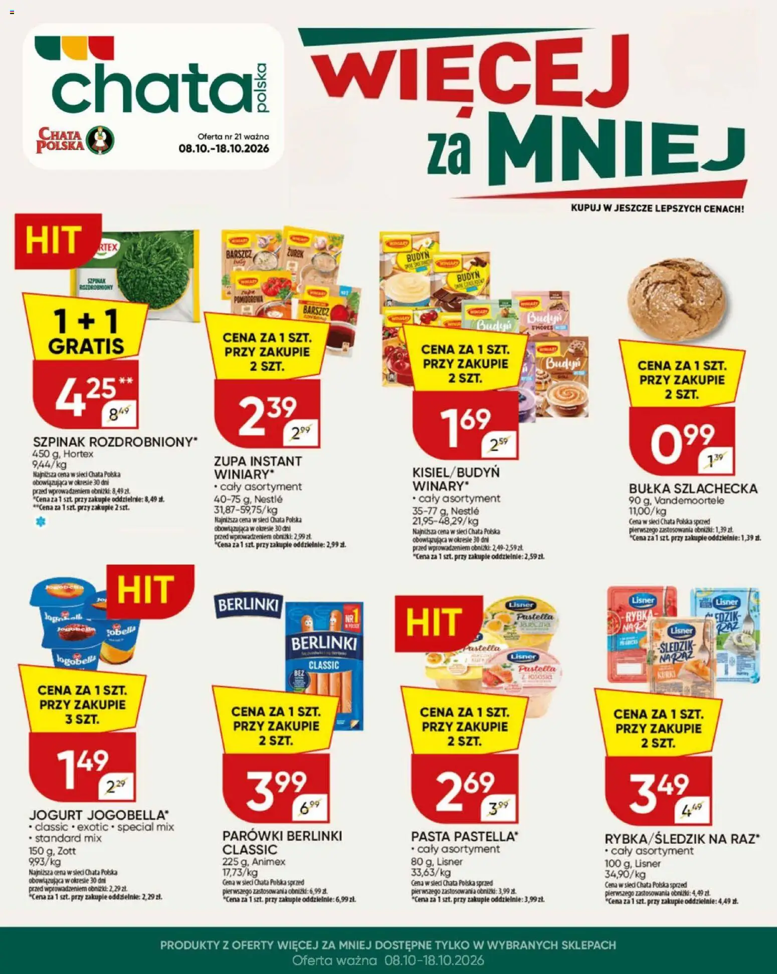 Chata Polska gazetka od 08.10.2026 | Strona: 21 | Produkty: Parówki z szynki, Parówki