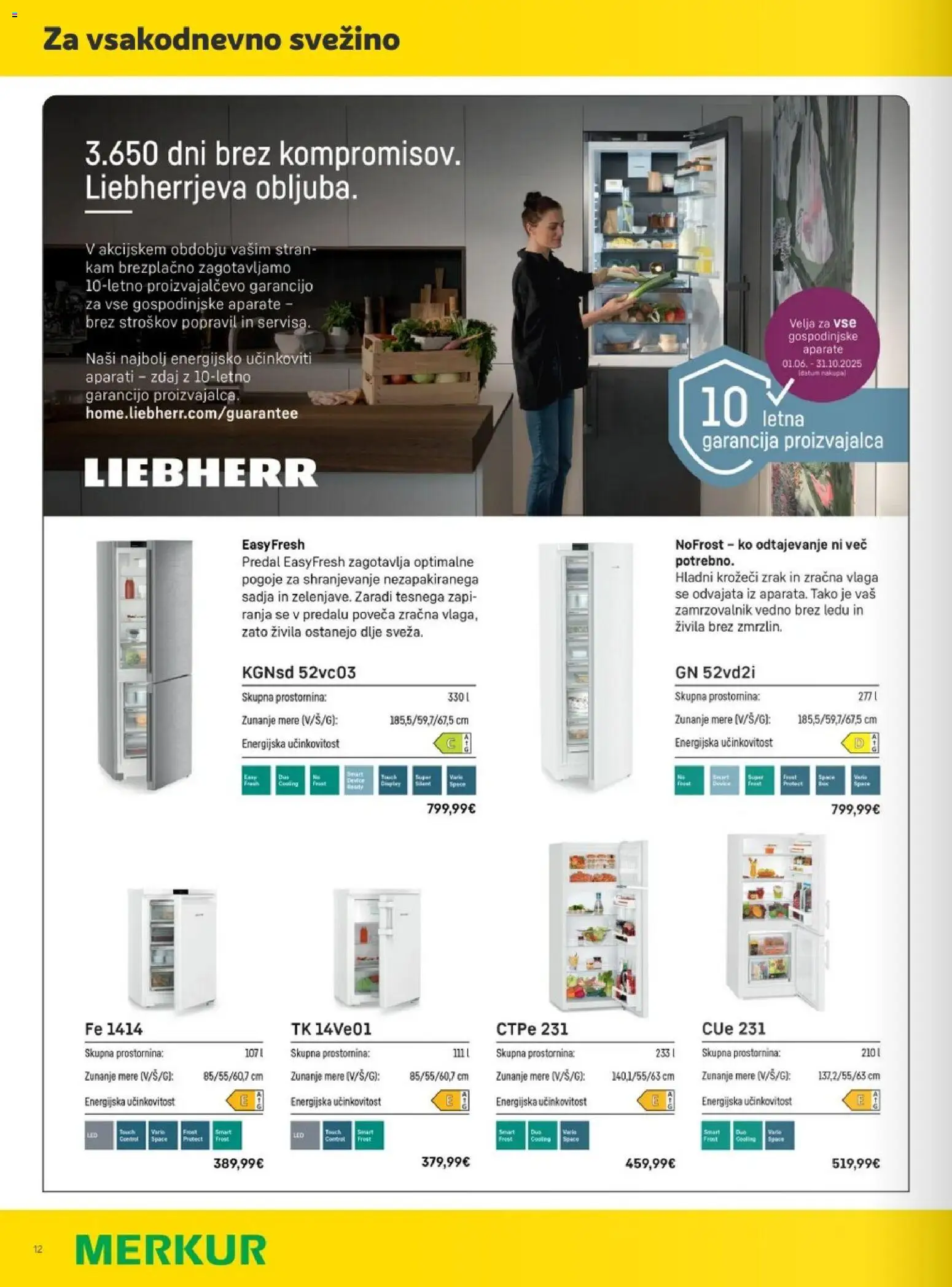 Novi Merkur katalog ponudbe – veljaven od 03.06.2026 | Stran: 12 | Izdelki: Zamrzovalnik