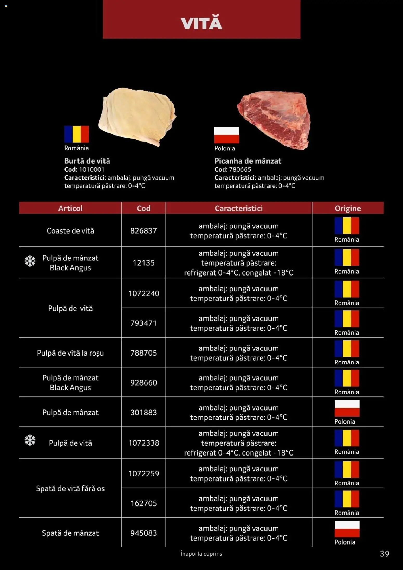 Noul catalog Selgros – valabil de la 25.03.2026 | Pagină: 39 | Produse: Vită, Pulpă de vită, Pungă, Burta de vita