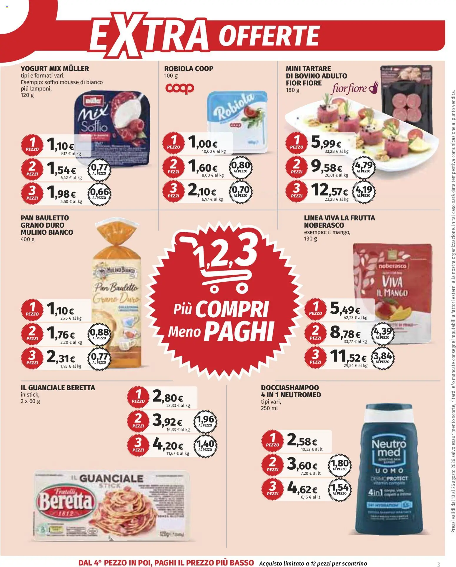 Volantino Ipercoop del 13/08/2026 | Pagina: 3 | Prodotti: Bovino, Frutta, Basso, Robiola
