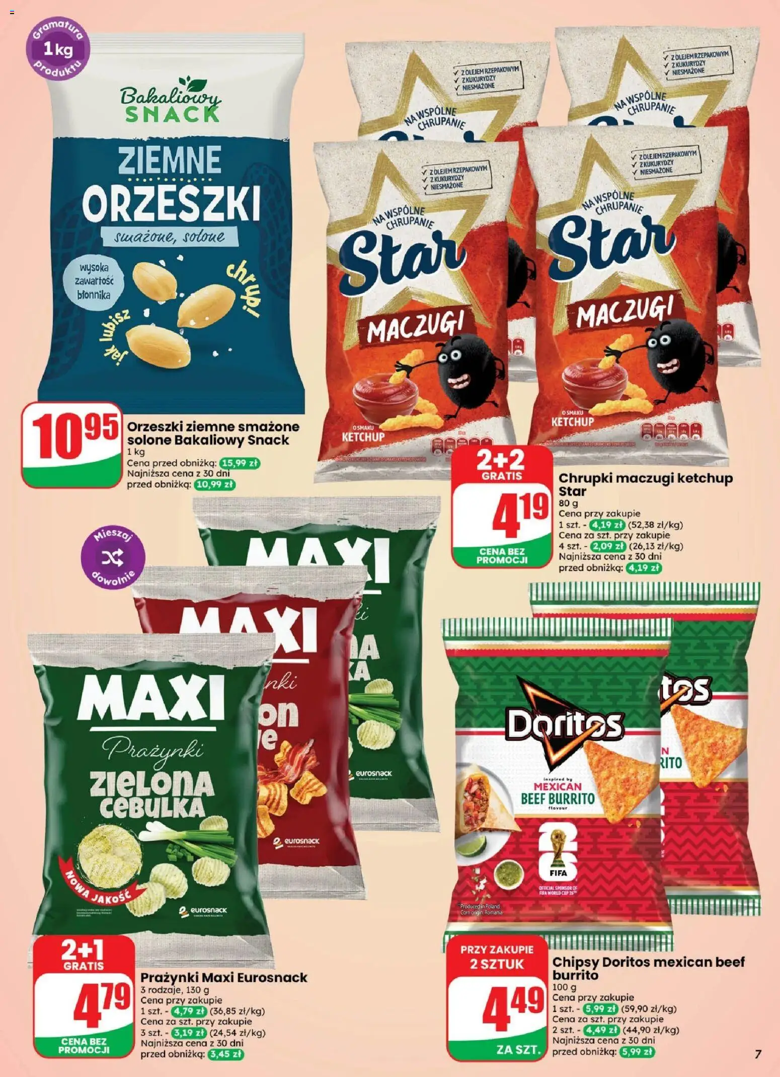 Dino gazetka - Weekendowe Okazje od 14.08.2026 | Strona: 7 | Produkty: Chipsy, Doritos, Orzeszki ziemne, Orzeszki