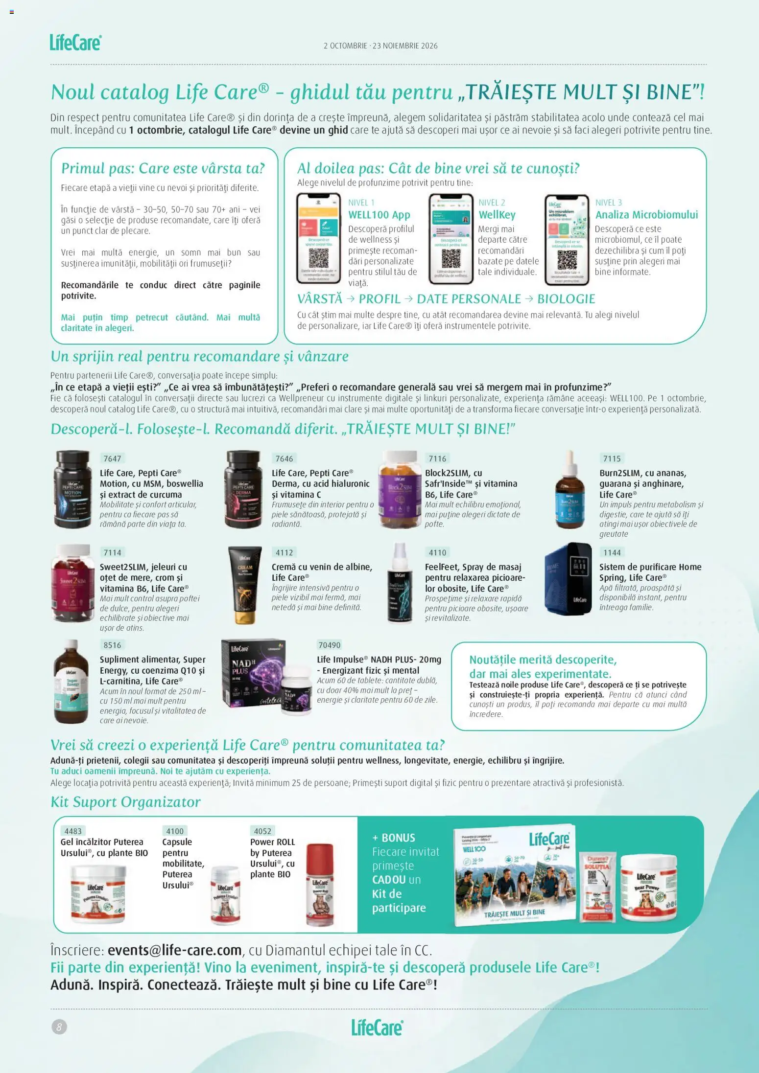 Noul catalog Life Care – valabil de la 02.10.2026 | Pagină: 8 | Produse: Bio, Organizator, Jeleuri, Power