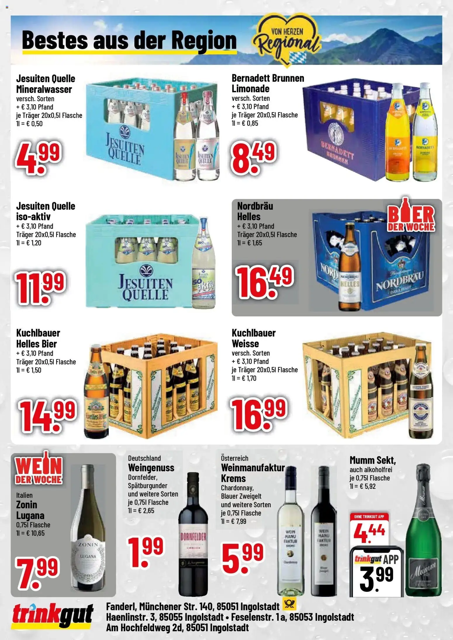 Trinkgut Prospekt Ingolstadt (ab 10.08.2026) » Angebote online | Seite: 4 | Produkte: Bier, Limonade, Mineralwasser, Wein