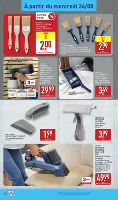 Aldi - Prévisualisation de LOT DE PINCEAUX, Idéal pour les peintures, vernis et lasures conventionnels. Contient : 1 pinceau de 25 mm, 2 pinceaux de 40 mm et 2 pinceaux de 50 mm. valide à partir de 25/08/2026 | Page: 34 | Produits: Filtre, Câble, Peinture, Pinceau