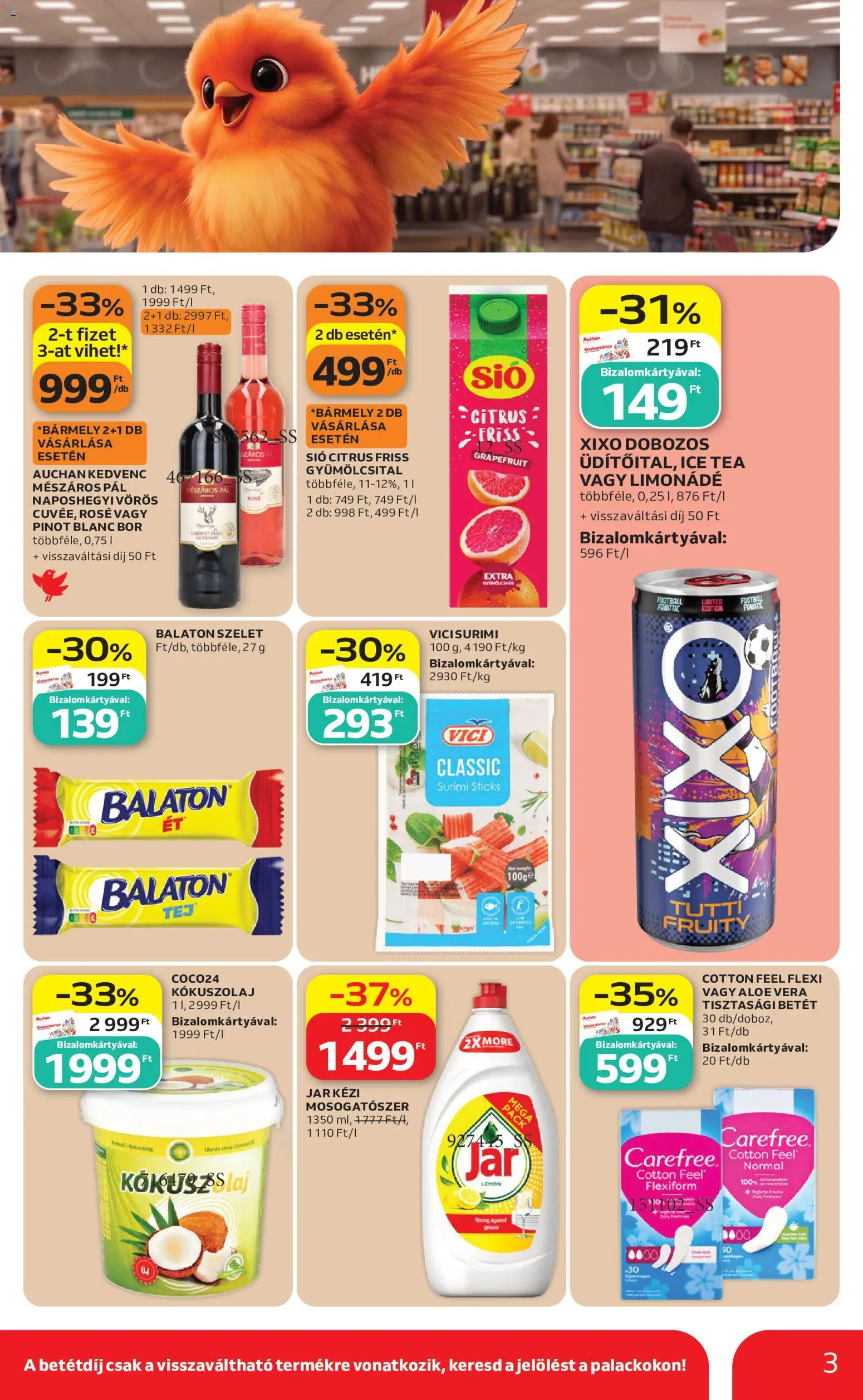 Auchan akciós ujság - amely érvényes a következő dátumtól: 2026.09.17. | Oldal: 3 | Termékek: Szelet, Kókuszolaj, Surimi, Aloe vera