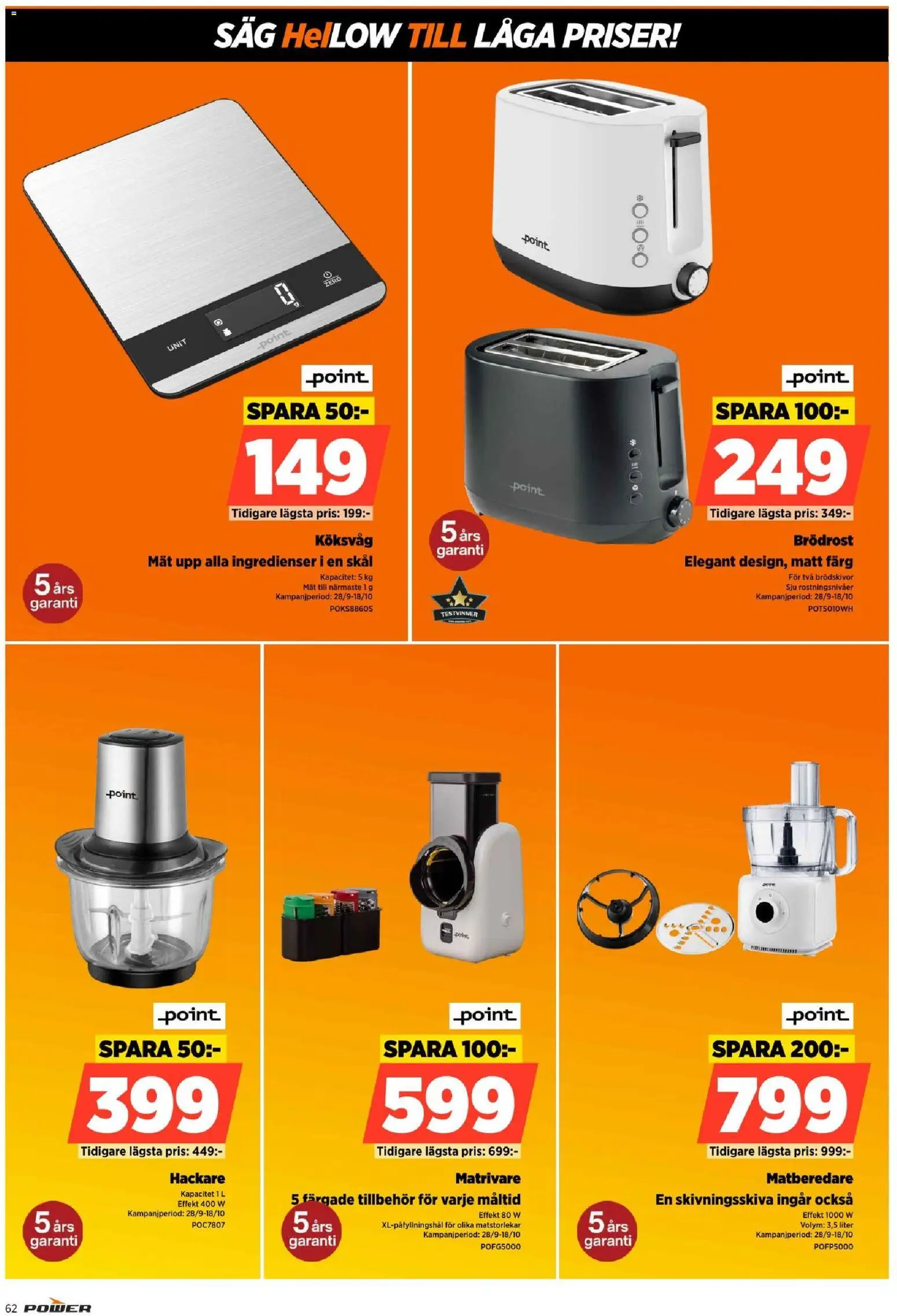 Power reklamblad aktuell från 12/10/2026 | Sida: 62 | Produkter: Brödrost, Såg, Köksvåg, Matberedare