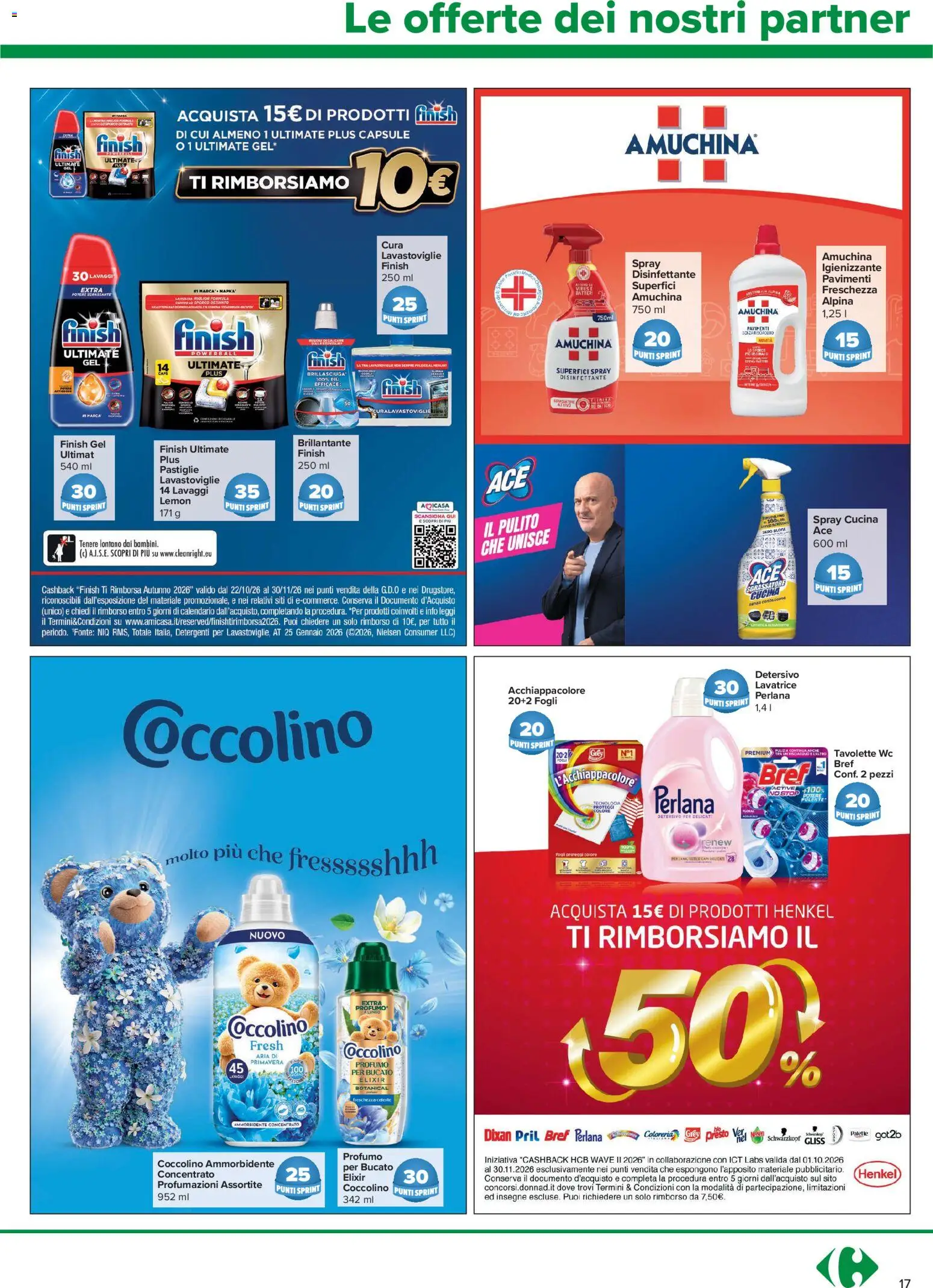 Volantino Carrefour del 22/10/2026 | Pagina: 17 | Prodotti: Ammorbidente, Lavastoviglie, WC, Profumo