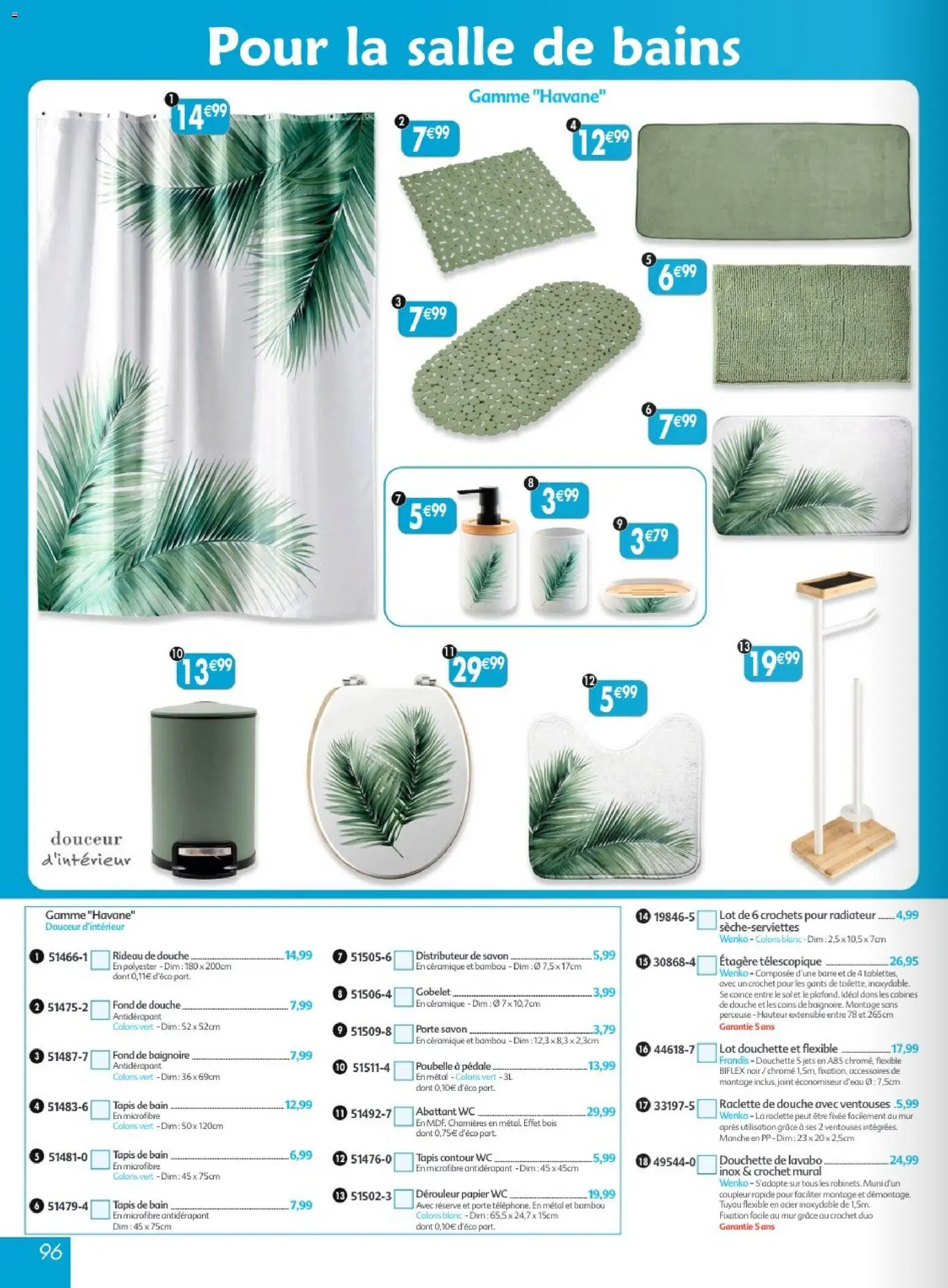{H1} | Page: 96 | Produits: Tapis de bain, Tuyau, Raclette, Douche