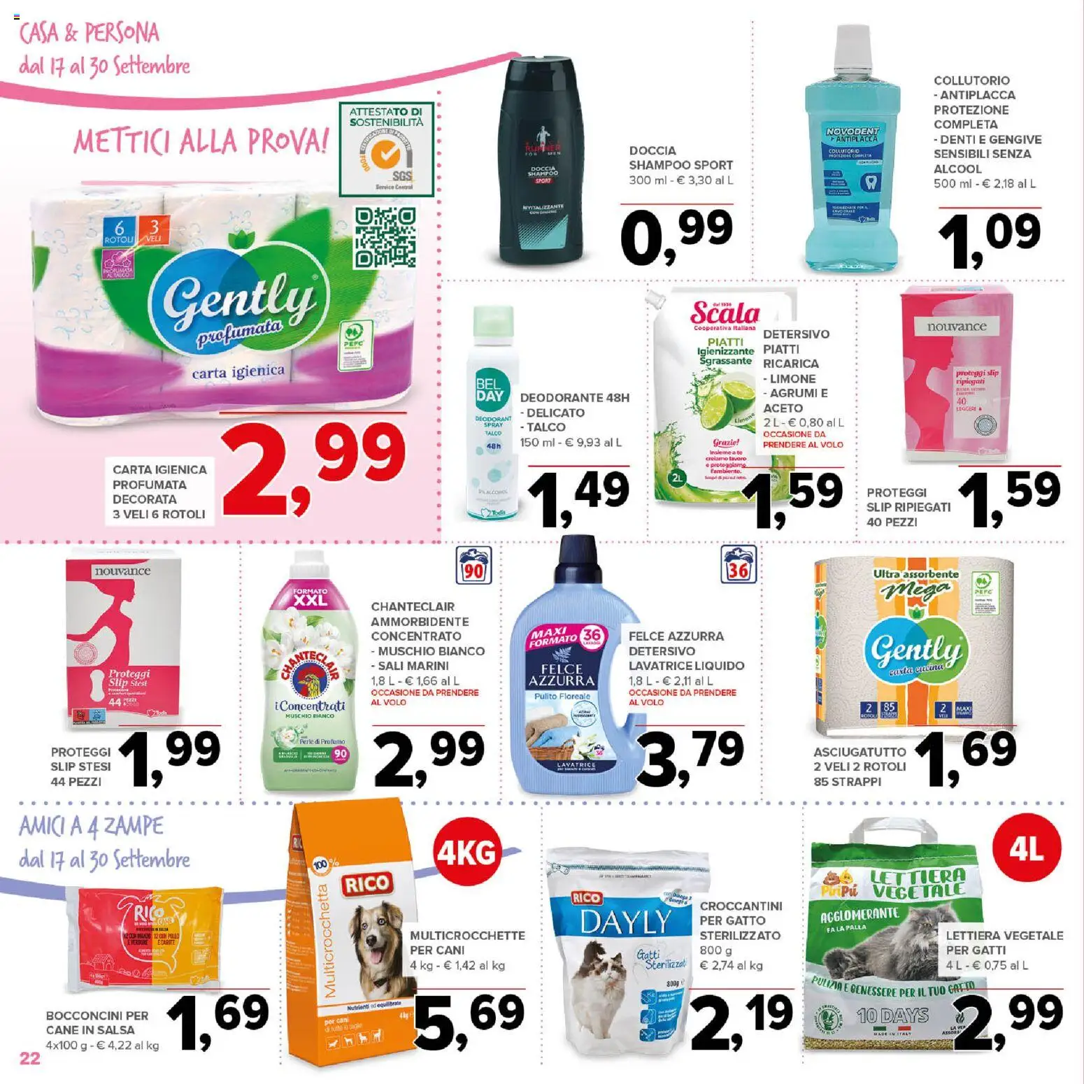 Volantino Todis del 17/09/2026 | Pagina: 22 | Prodotti: Collutorio, Slip, Omega 3, Doccia