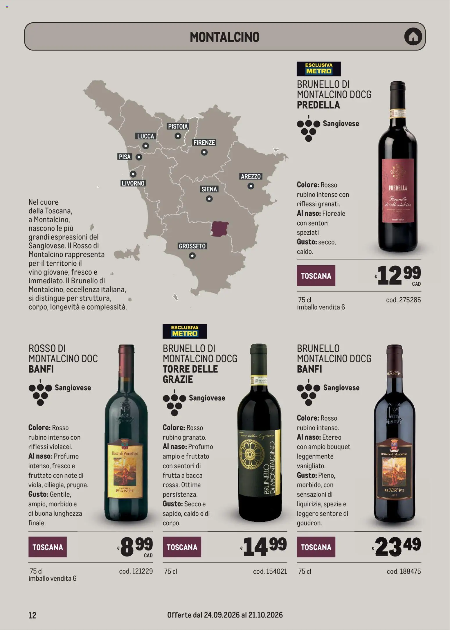Volantino Metro del 24/09/2026 | Pagina: 12 | Prodotti: Spezie, Frutta, Vino, Profumo