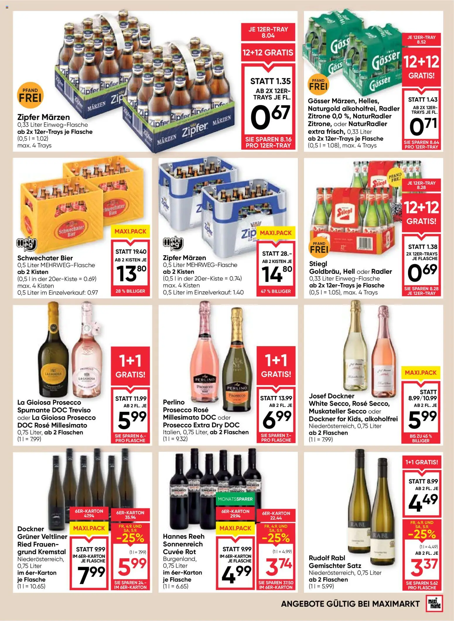 Maximarkt Flugblatt gültig ab 03.09.2026 | Seite: 13 | Produkte: Zitrone, Prosecco, Radler, Bier
