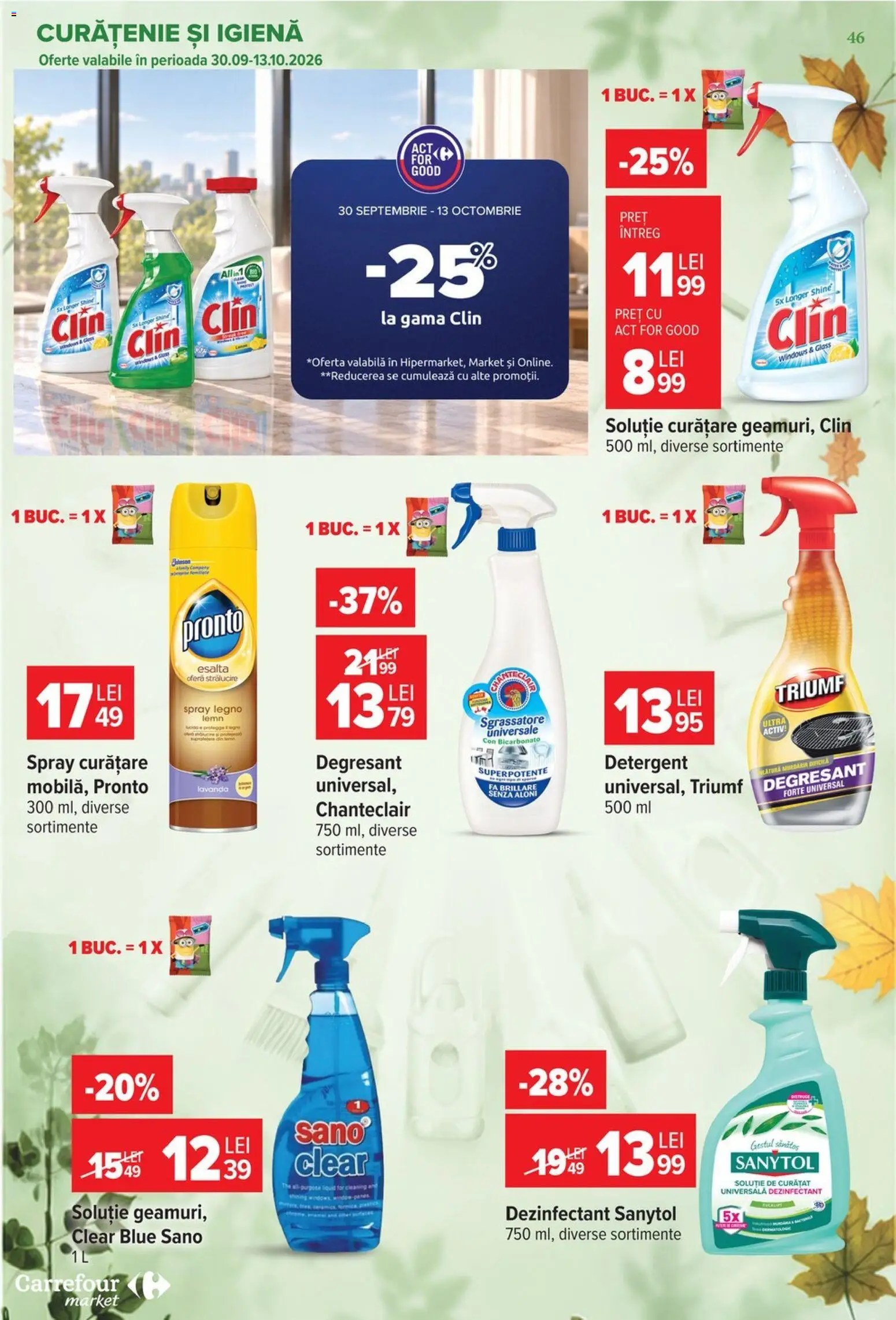 Noul catalog Carrefour – valabil de la 30.09.2026 | Pagină: 46 | Produse: Clear, Detergent, Dezinfectant