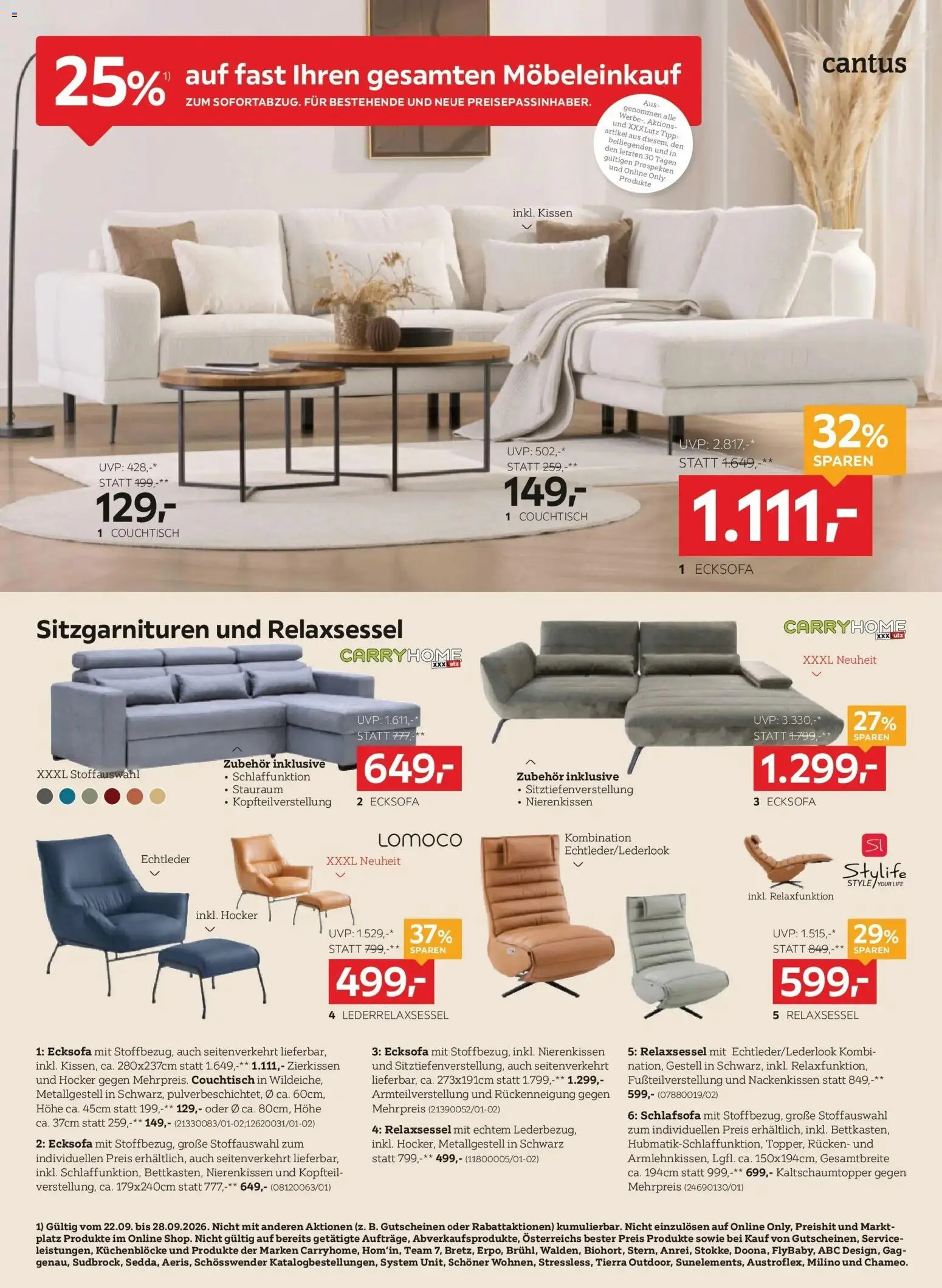 XXXLutz Hauptprospekt von 15.09.2026 - Aktuelle Angebote | Seite: 4 | Produkte: Kissen, Couchtisch