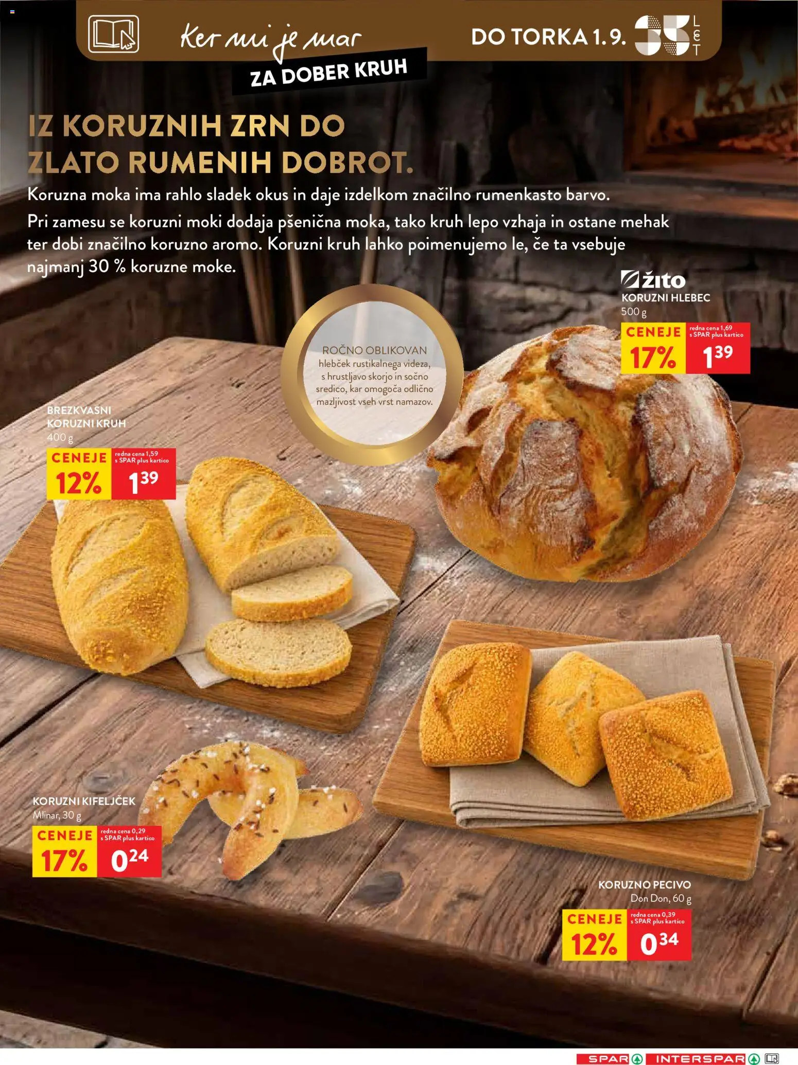 Novi Spar katalog ponudbe – veljaven od 26.08.2026 | Stran: 15 | Izdelki: Moka, Hlebec, Kruh