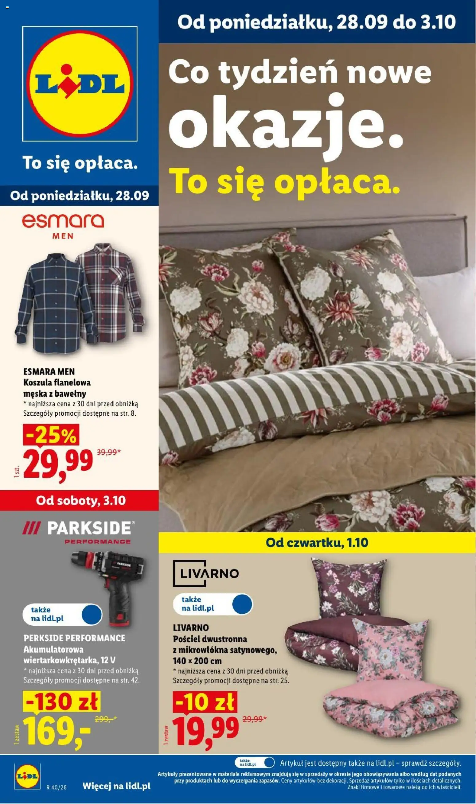 Lidl Katalog od 28.09.2026 | Strona: 1 | Produkty: Pościel, Koszula