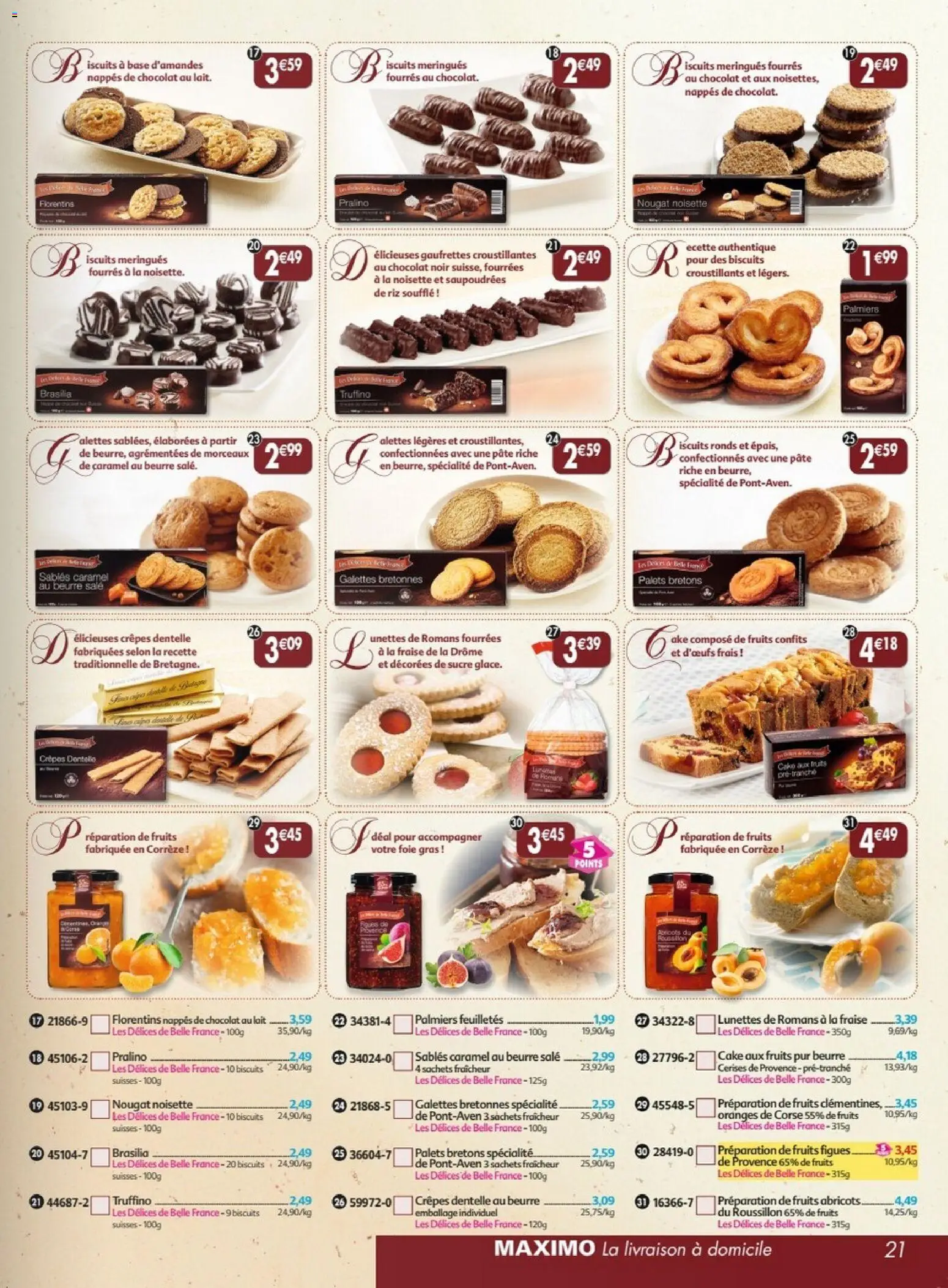 {H1} | Page: 21 | Produits: Sucre, Base, Fruits, Lait
