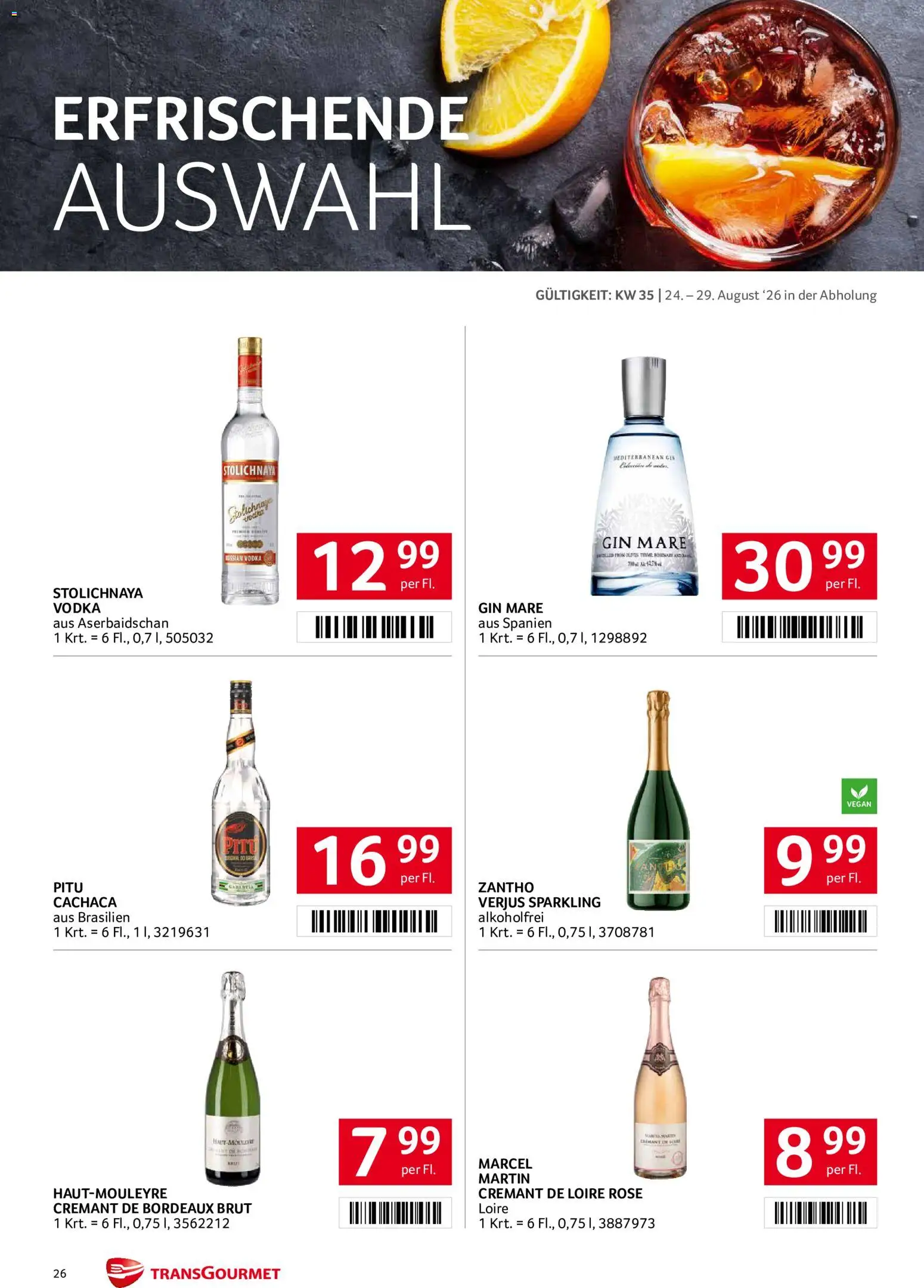 Transgourmet Flugblatt gültig ab 24.08.2026 | Seite: 26 | Produkte: Gin