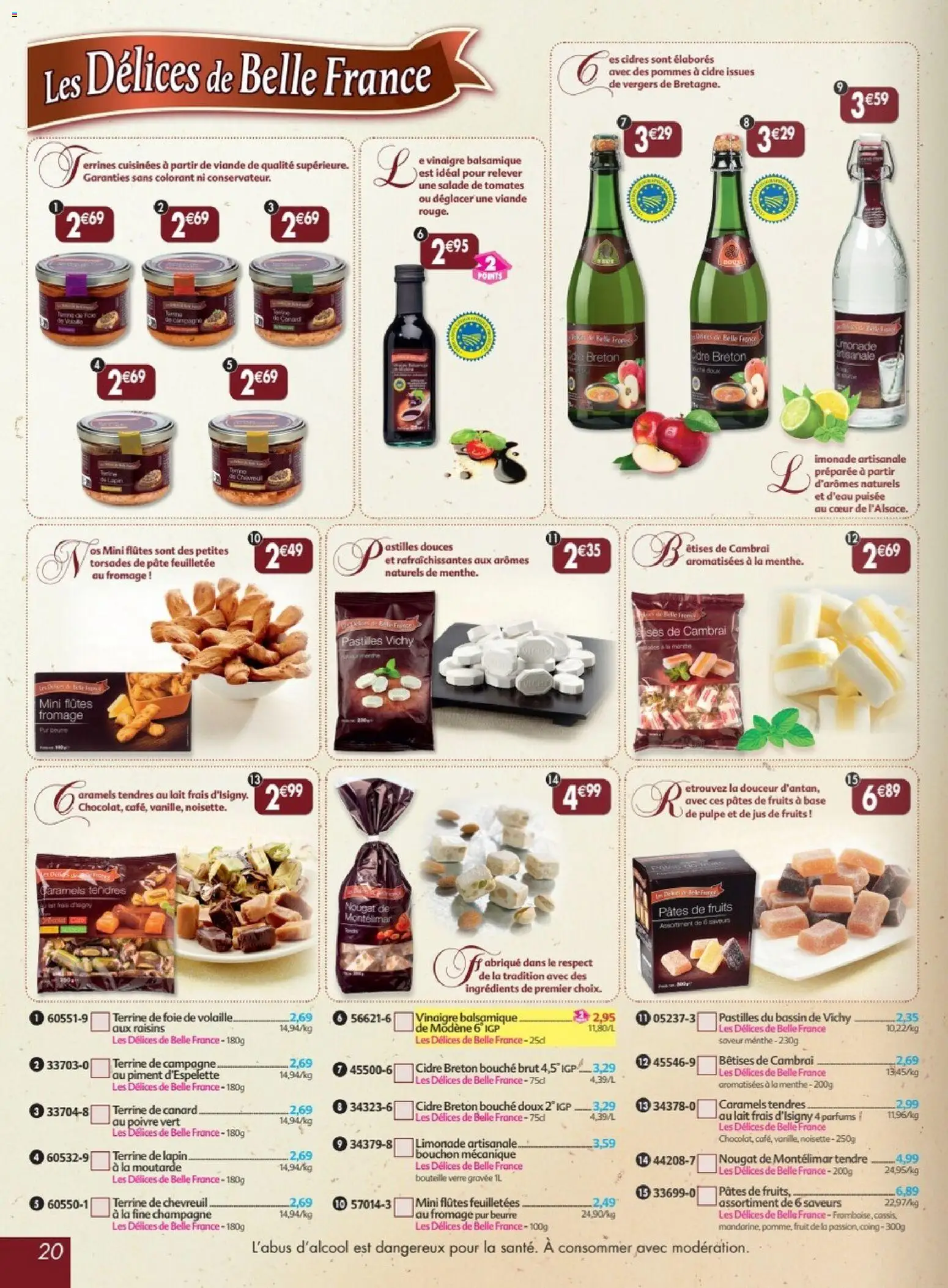 {H1} | Page: 20 | Produits: Pâtes de fruits, Menthe, Vinaigre, Viande