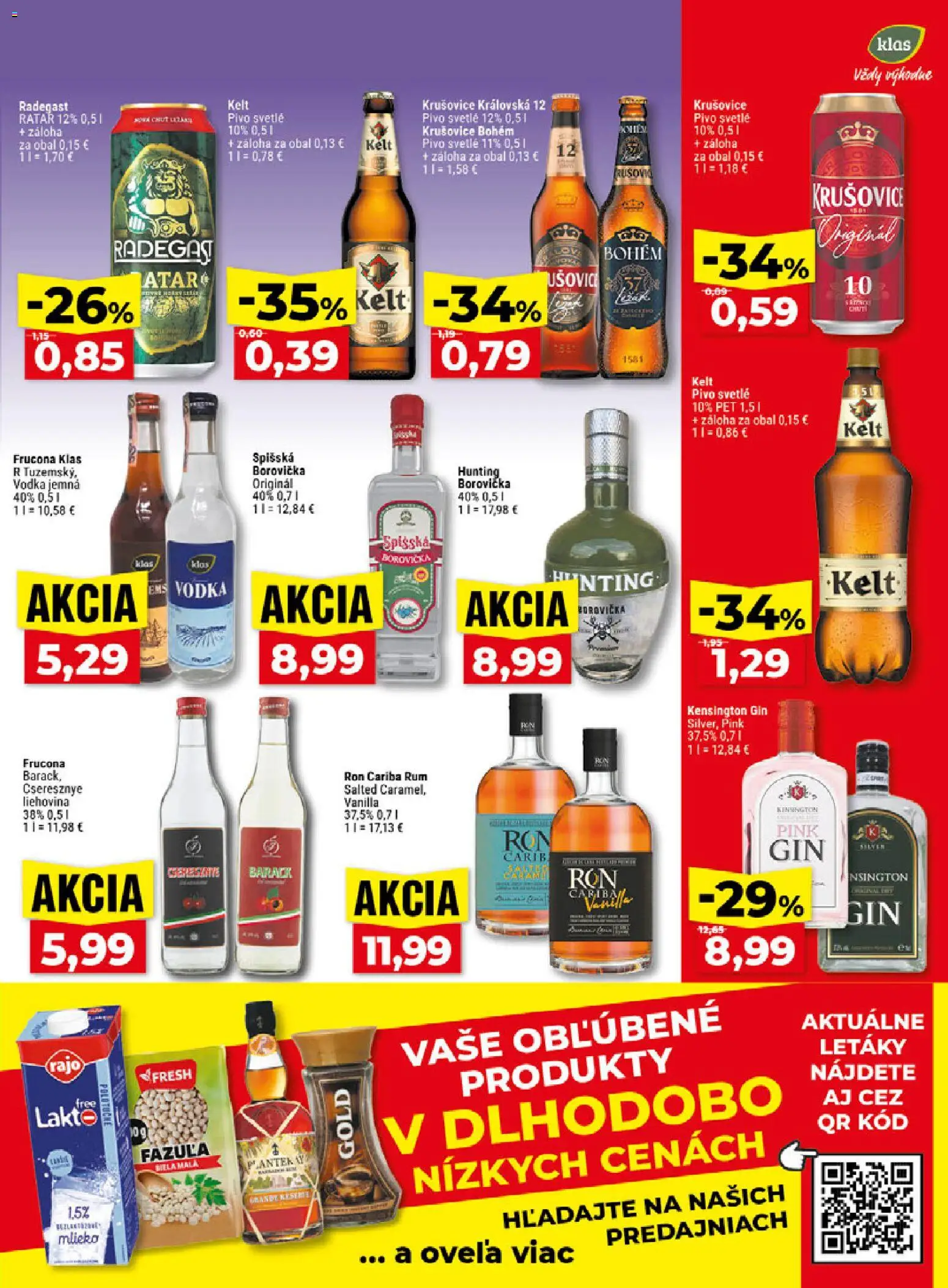 Nové Klas akcie – leták je platný od 02.11.2026 | Strana: 20 | Produkty: Borovička, Radegast, Fazuľa, Gin