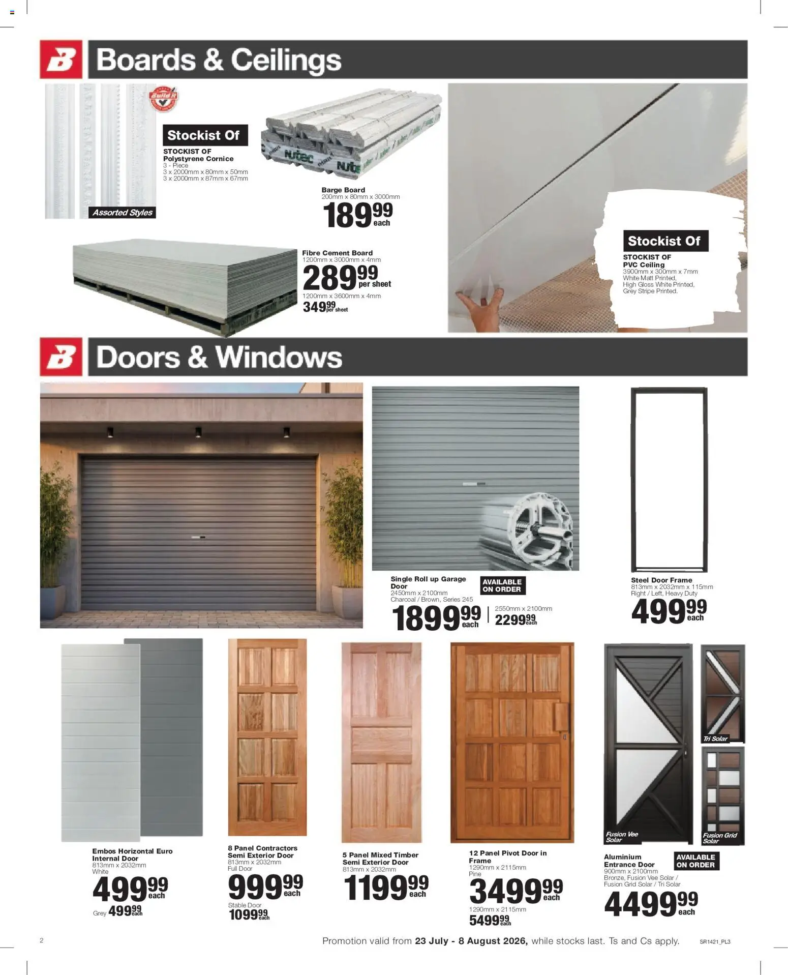 New Build It catalogue – valid from 23/07/2026 | Page: 2 | Products: Gloss, Stable door, Door frame, Cement