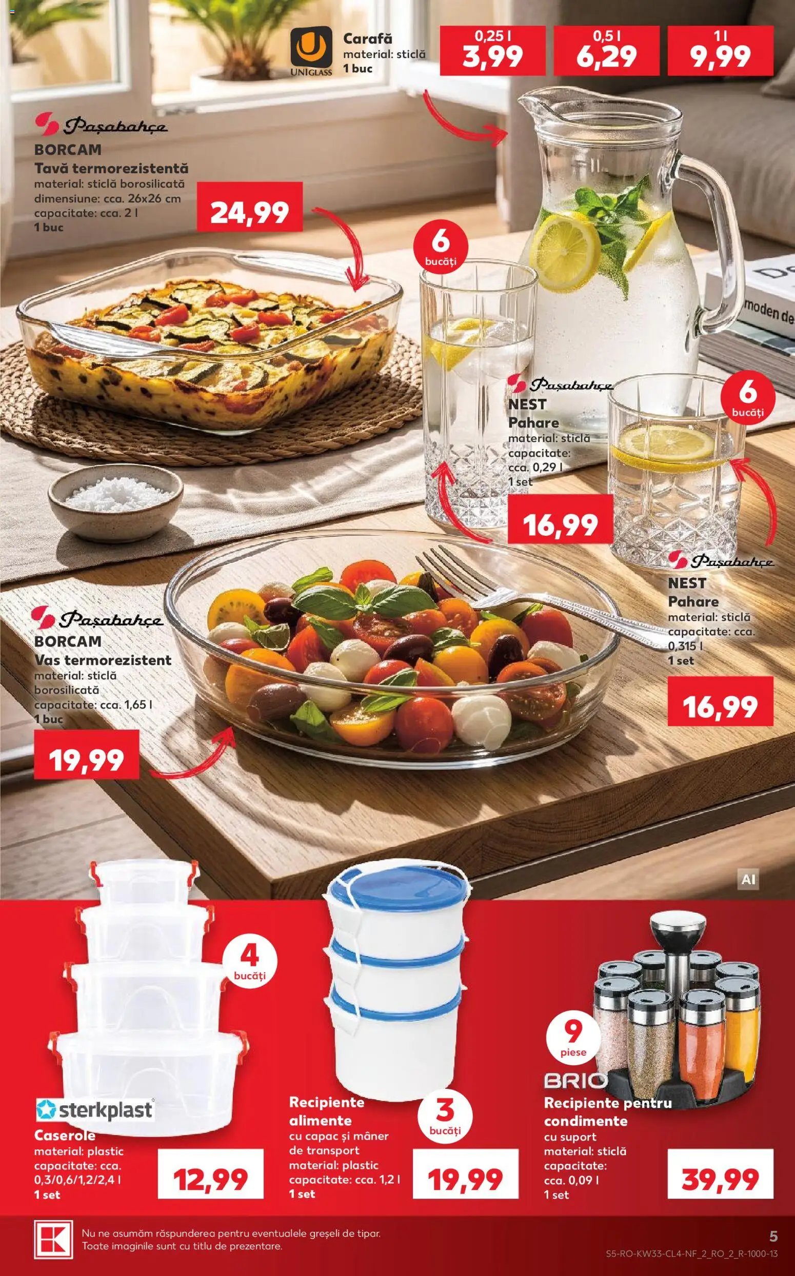 Noul catalog Kaufland – valabil de la 12.08.2026 | Pagină: 5 | Produse: Tava, Recipiente, Carafă, Suport