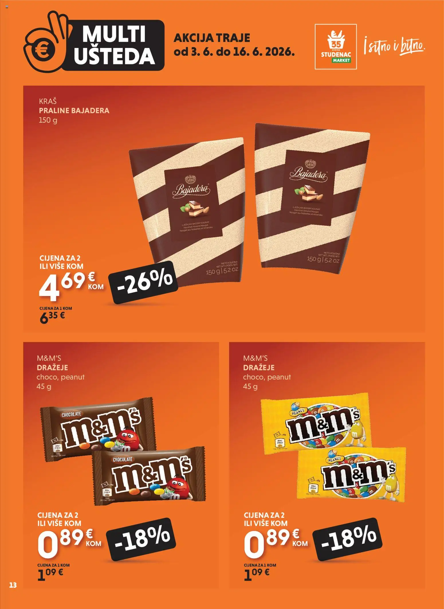 Studenac katalog | vrijedi od 03.06.2026 | Stranica: 13 | Proizvodi: Praline, Badem