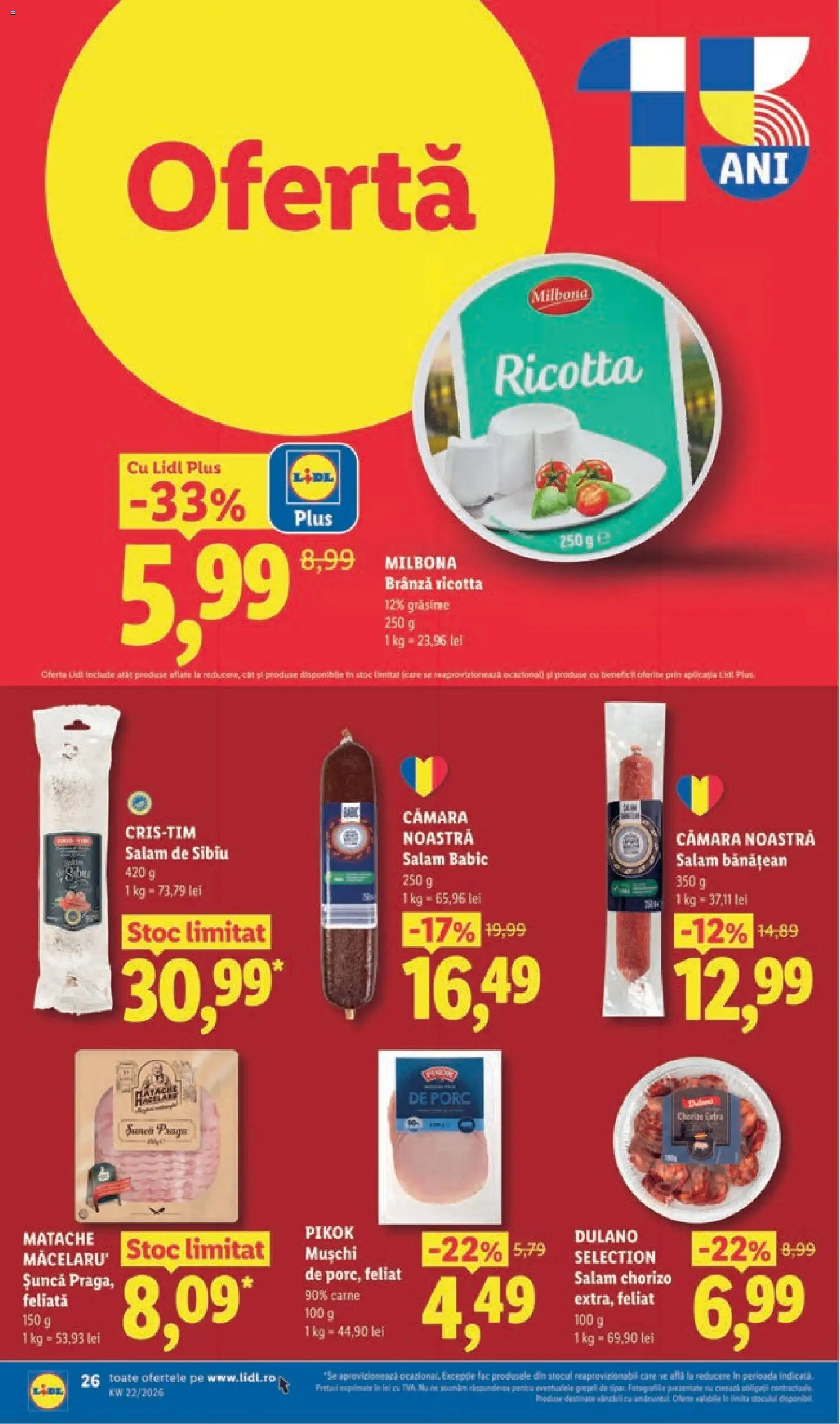 Noul catalog Lidl – valabil de la 25.05.2026 | Pagină: 26 | Produse: Brânză, Salam, Șuncă