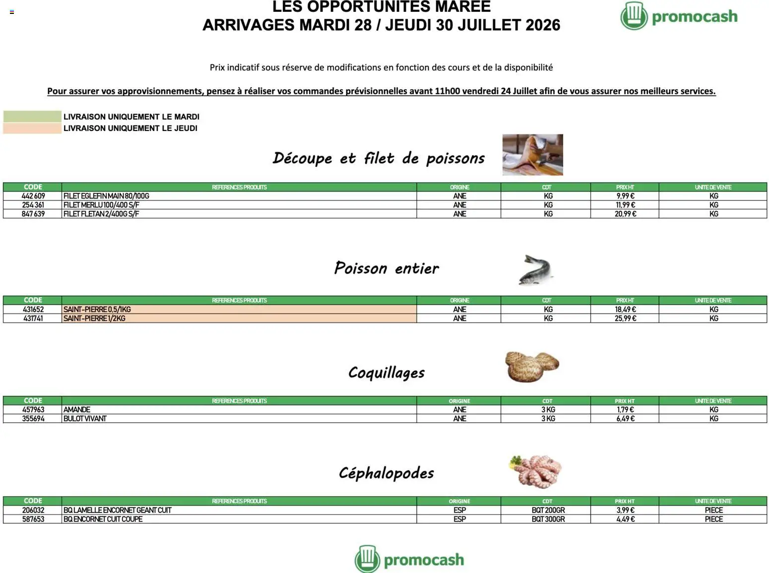 {H1} | Page: 1 | Produits: Amande, Poisson
