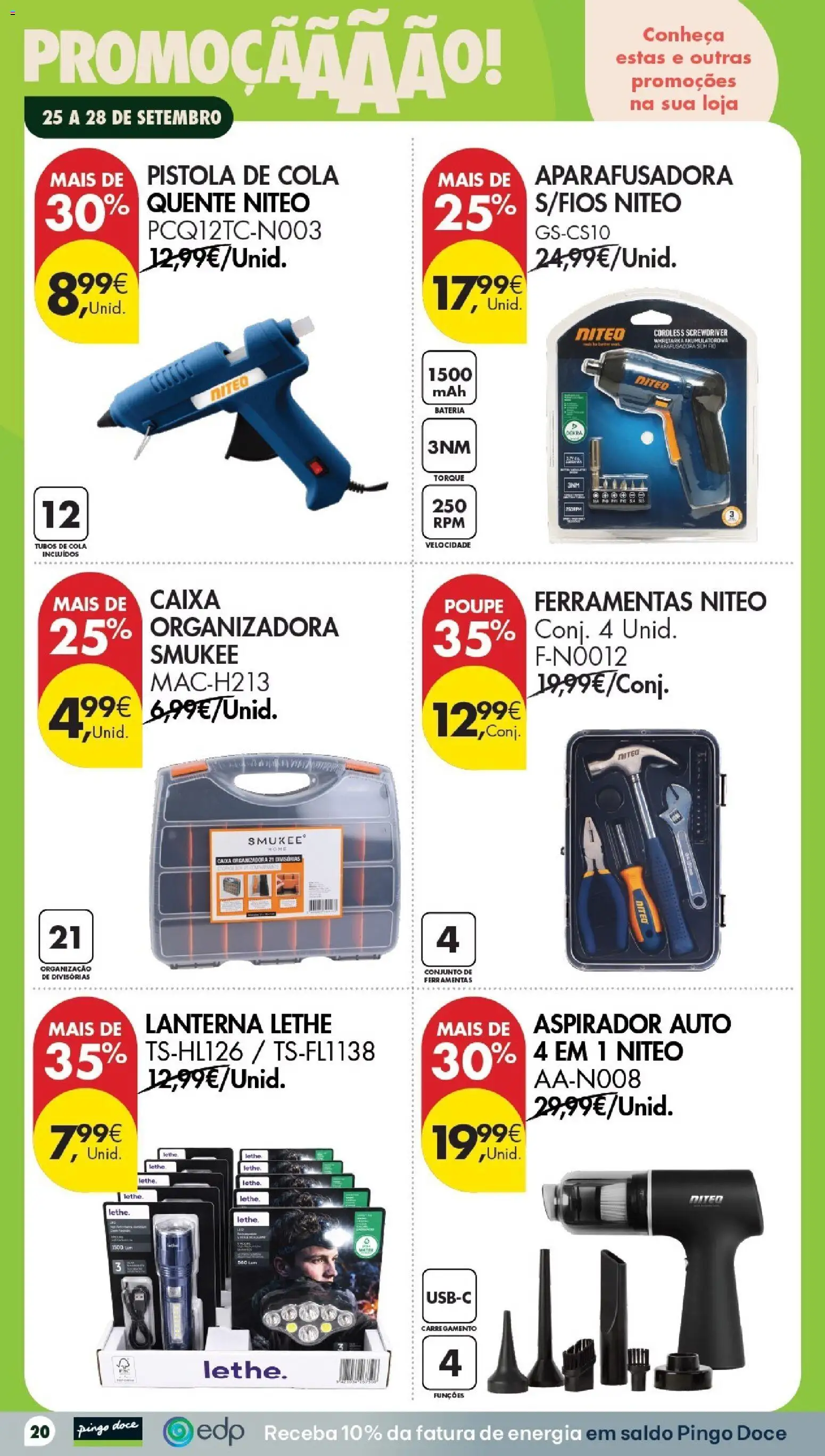 Pingo Doce Poupe este Fim de Semana │ válido de 25/09/2026 | Página: 20 | Produtos: Aspirador, Ferramentas, Caixa, Bateria