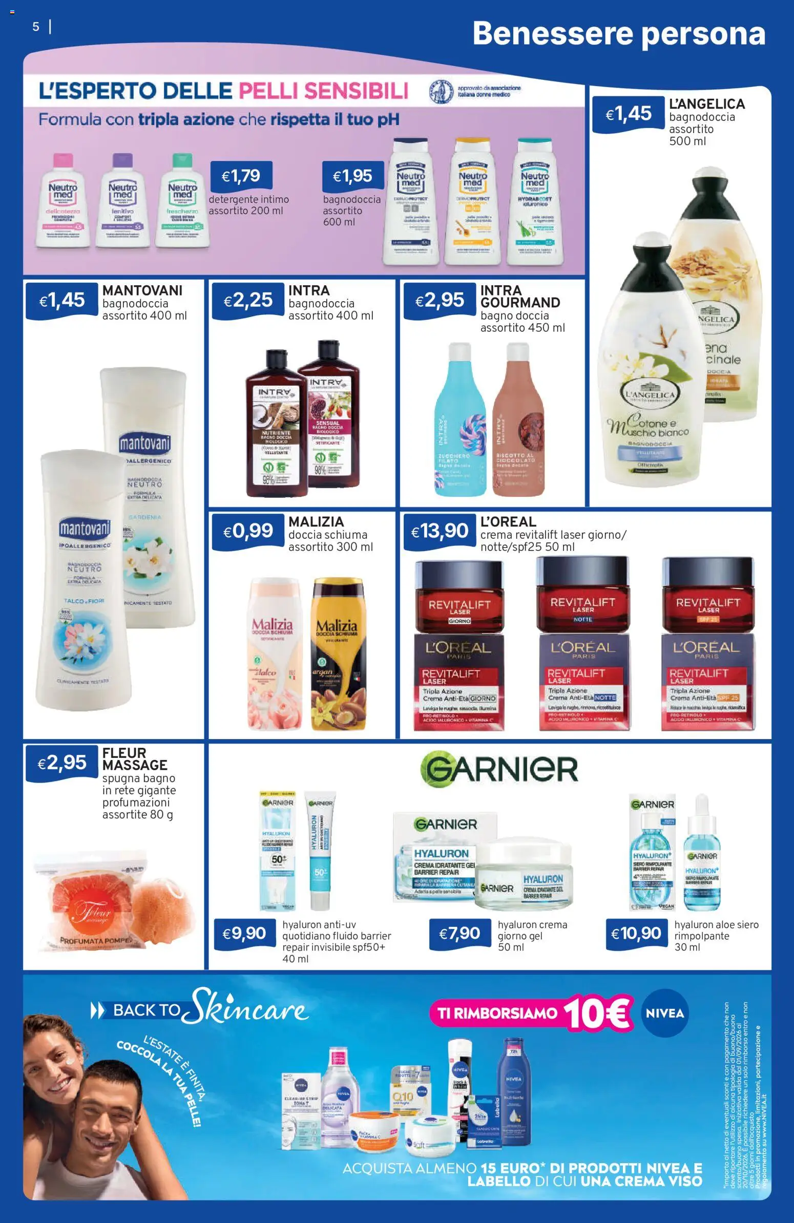 Volantino Sirene Blu del 01/09/2026 | Pagina: 5 | Prodotti: Crema viso, Intimo, Zucchero, Bagno