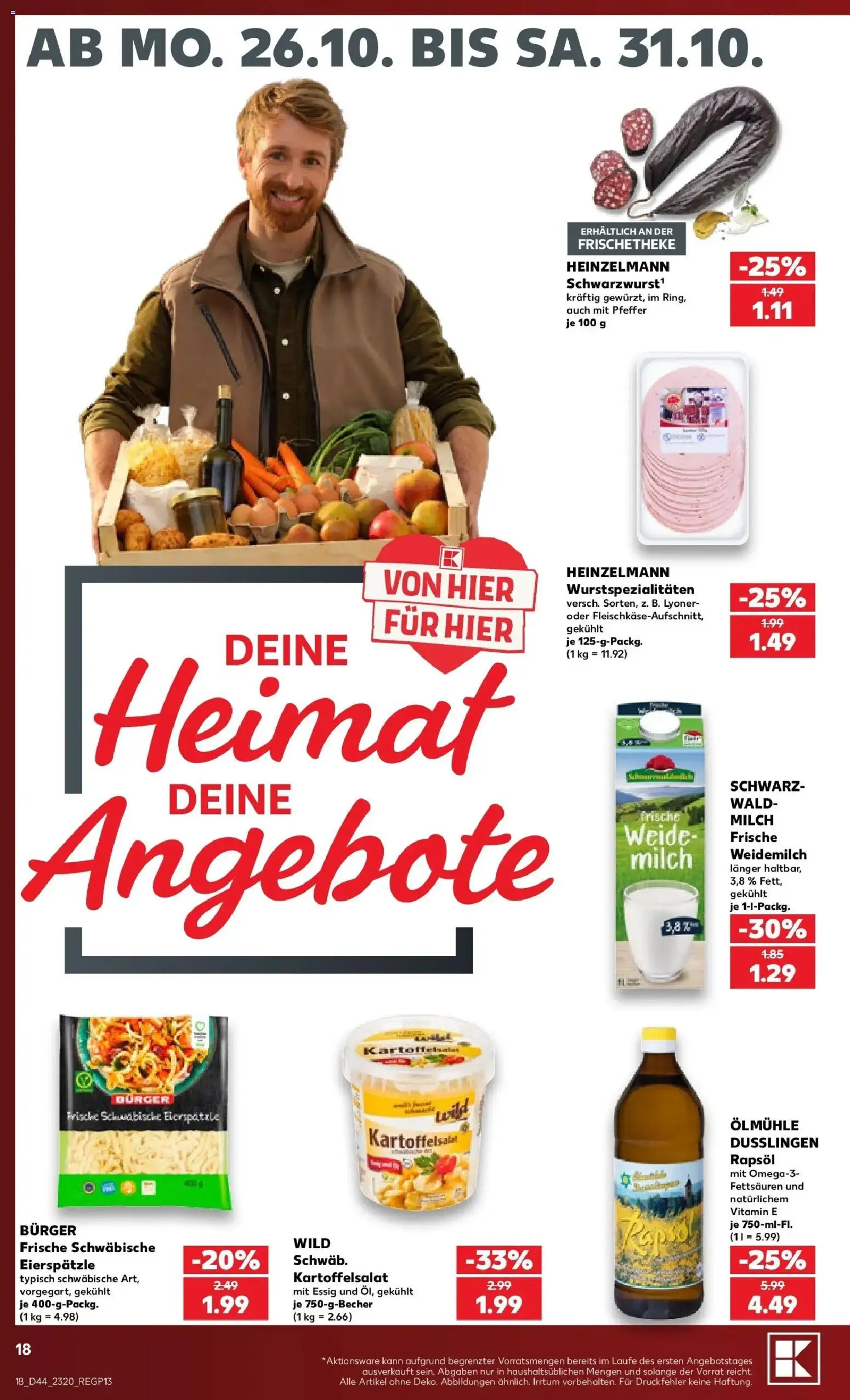 Prospekt Kaufland ab 26.10.2026 » Angebote Online zum Blättern | Seite: 22 | Produkte: Milch, Essig, Burger, Pfeffer