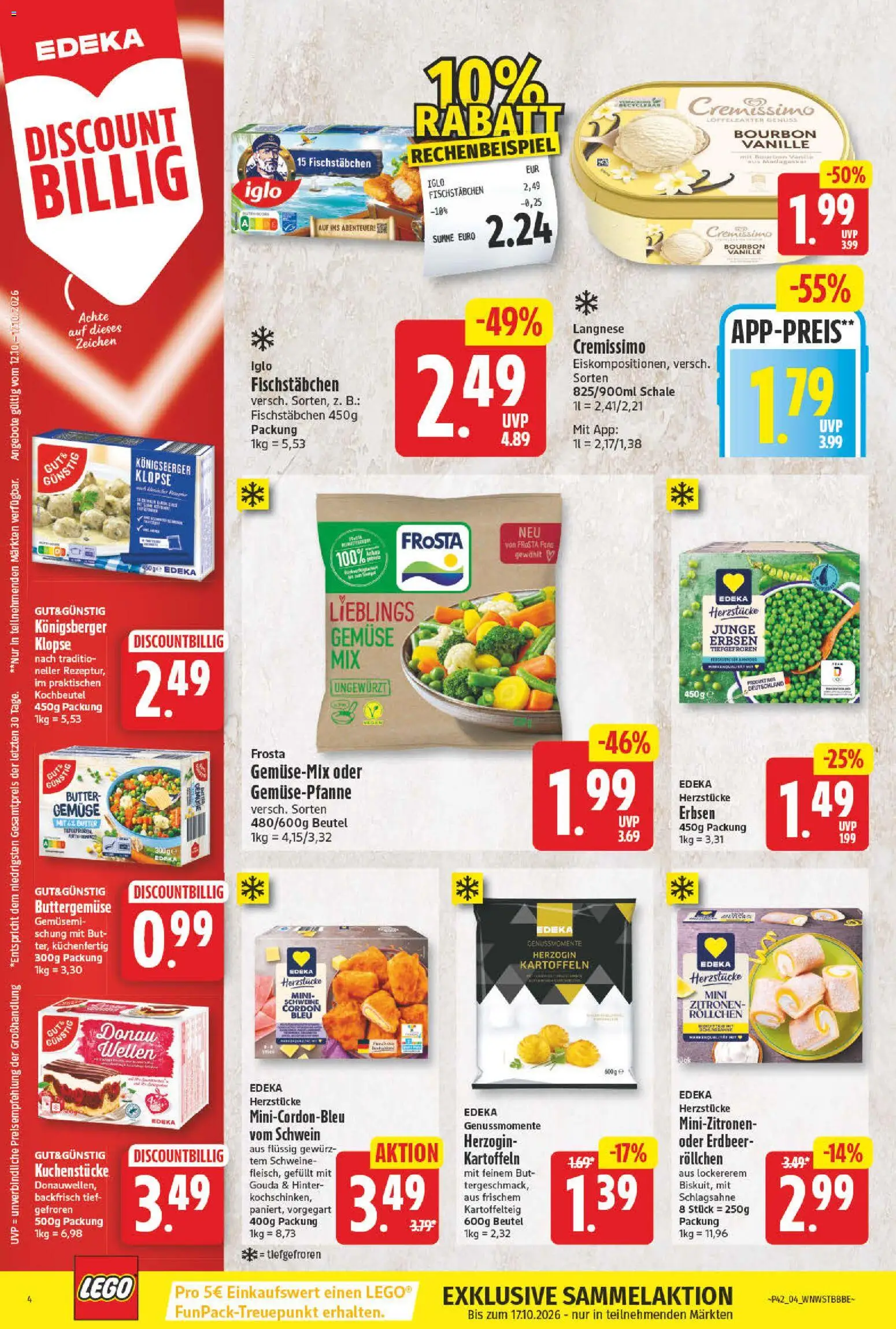 NP Discount Prospekt – gültig ab 12.10.2026 | Seite: 4 | Produkte: Butter, Gouda, Frosta, Erbsen
