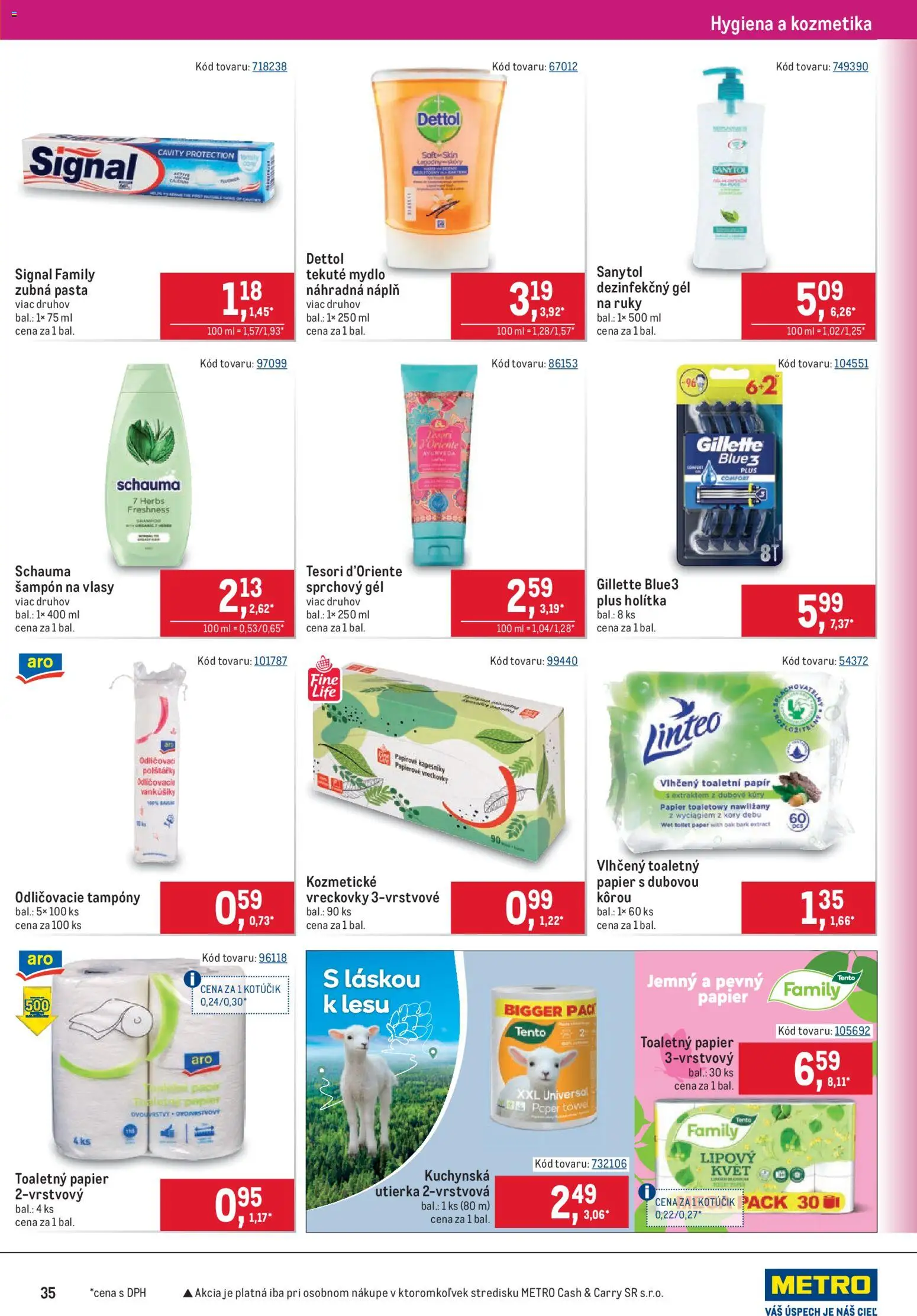 Nové Metro akcie – leták je platný od 01.07.2026 | Strana: 35 | Produkty: Sanytol, Šampón, Zubná pasta, Dettol