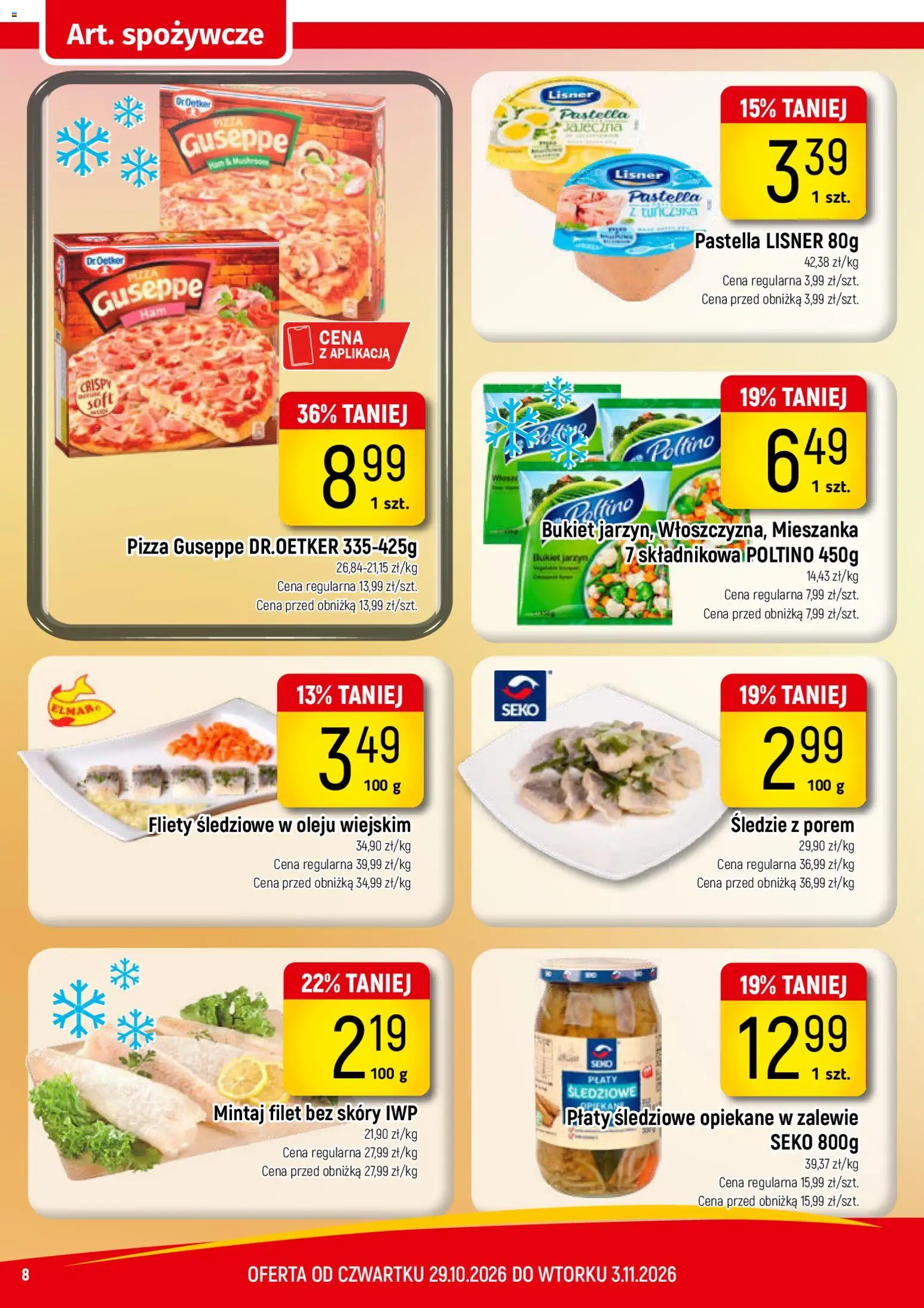 Piotruś Pan gazetka od 29.10.2026 | Strona: 8 | Produkty: Pizza guseppe, Mintaj, Filet, Pizza