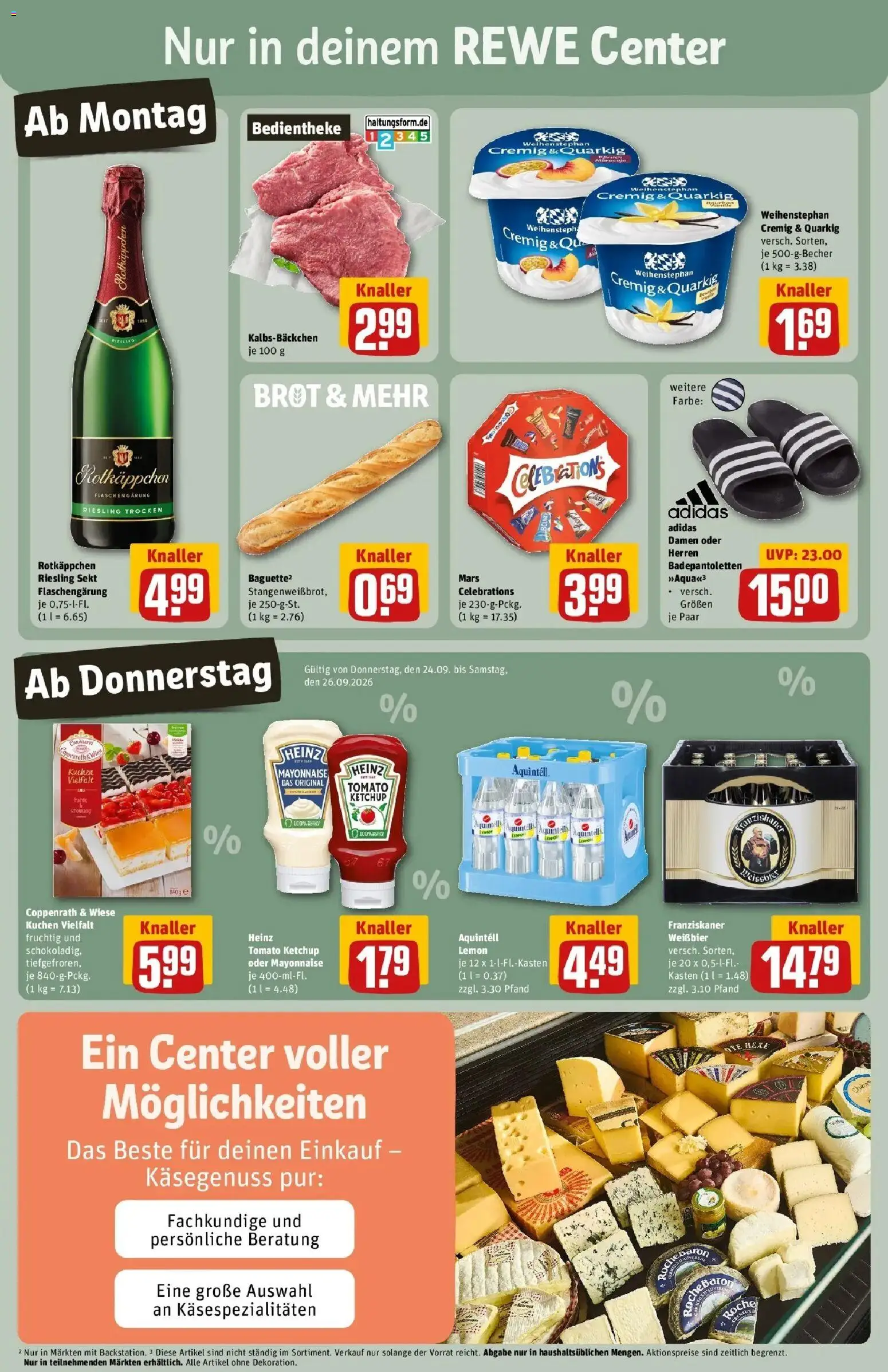 REWE Prospekt ab 21.09.2026 zum Blättern » Angebote | Seite: 3 | Produkte: Franziskaner, Weißbier, Mars, Brot
