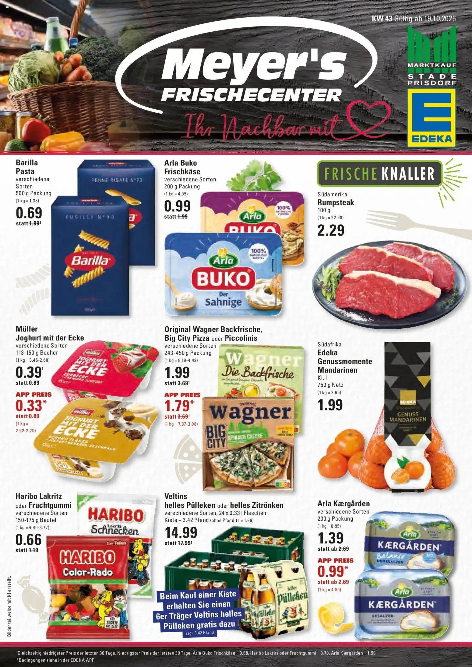 Edeka Prospekt Prisdorf (ab 19.10.2026) » Angebote Online | Seite: 1 | Produkte: Rumpsteak, Joghurt, Barilla, Arla buko
