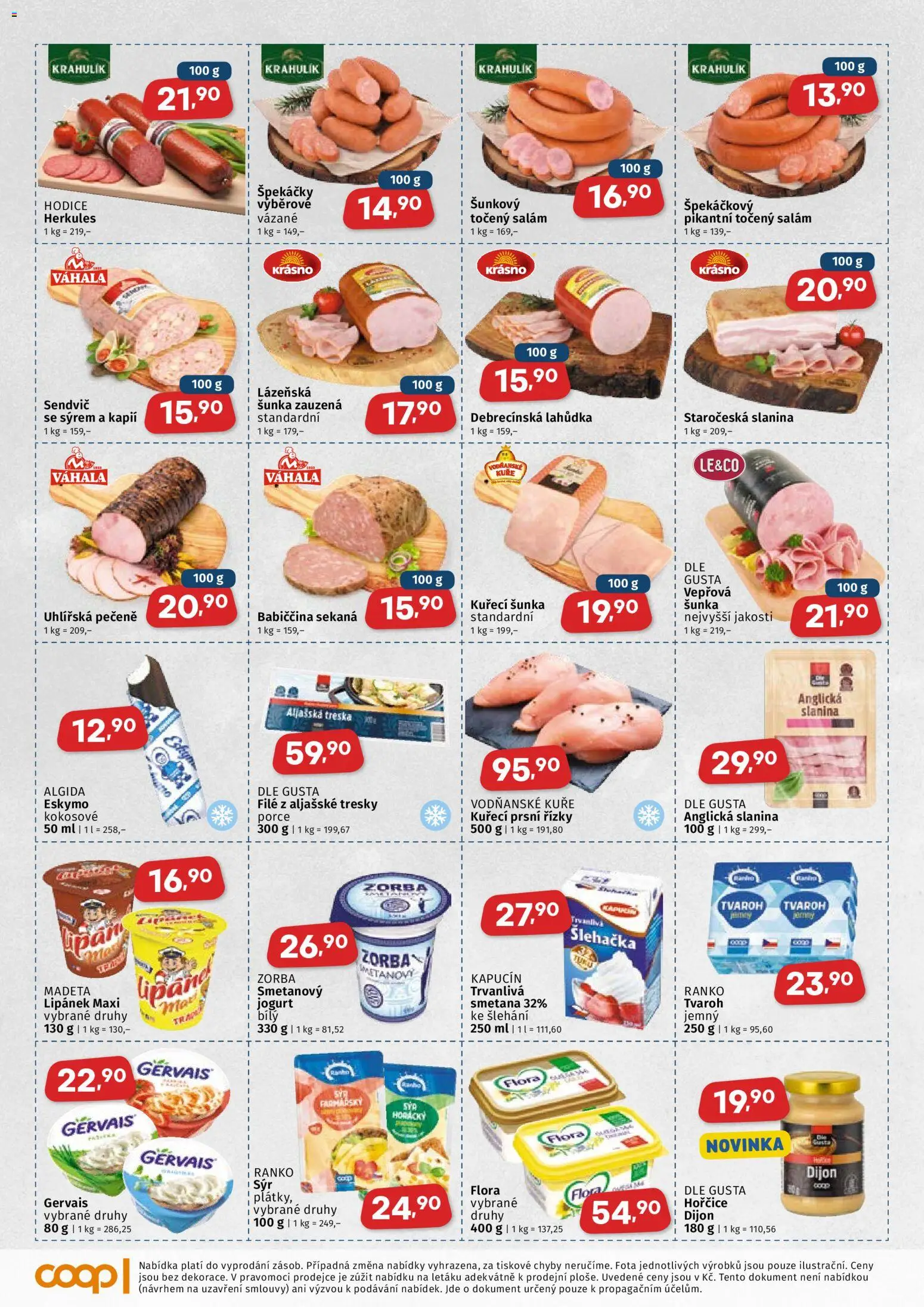 Coop leták - Východočeský region od 29.07.2026 | Strana: 2 | Produkty: Točený salám, Hořčice, Gervais, Slanina