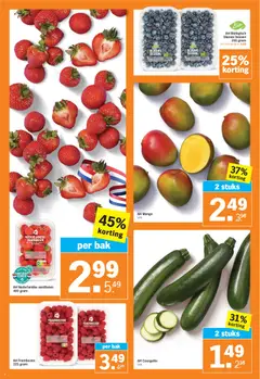 AH Frambozen, 225 gram of raspberries, naturally rich in vitamin C. - Voorbeeld van een folder van Albert Heijn, geldig van 04.05.2026 | Pagina: 9 | Producten: Courgette, Vitamine C, Mango, Frambozen