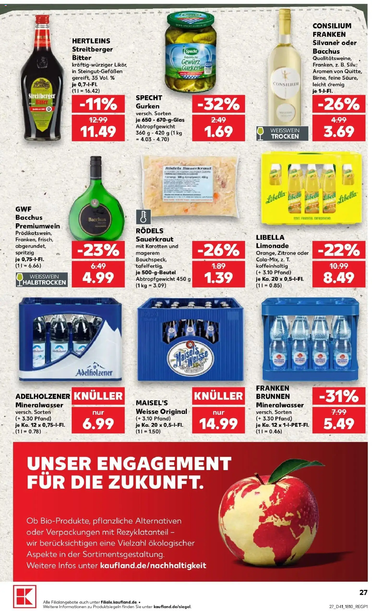 Prospekt Kaufland ab 05.10.2026 » Angebote Online zum Blättern | Seite: 37 | Produkte: Weißwein, Adelholzener, Limonade, Mineralwasser